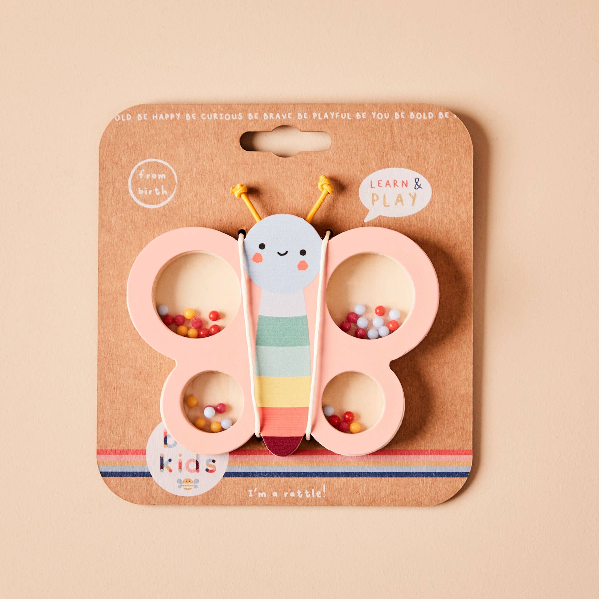 Butterfly Rattle Wooden Baby Rattle - Just Bee Kids Butterfly Rattle | FSC Certified ...