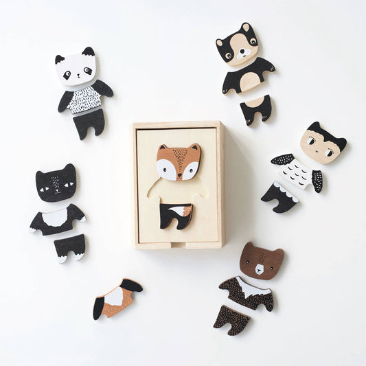 Mix & Match Animal Tiles Game - wooden - for children