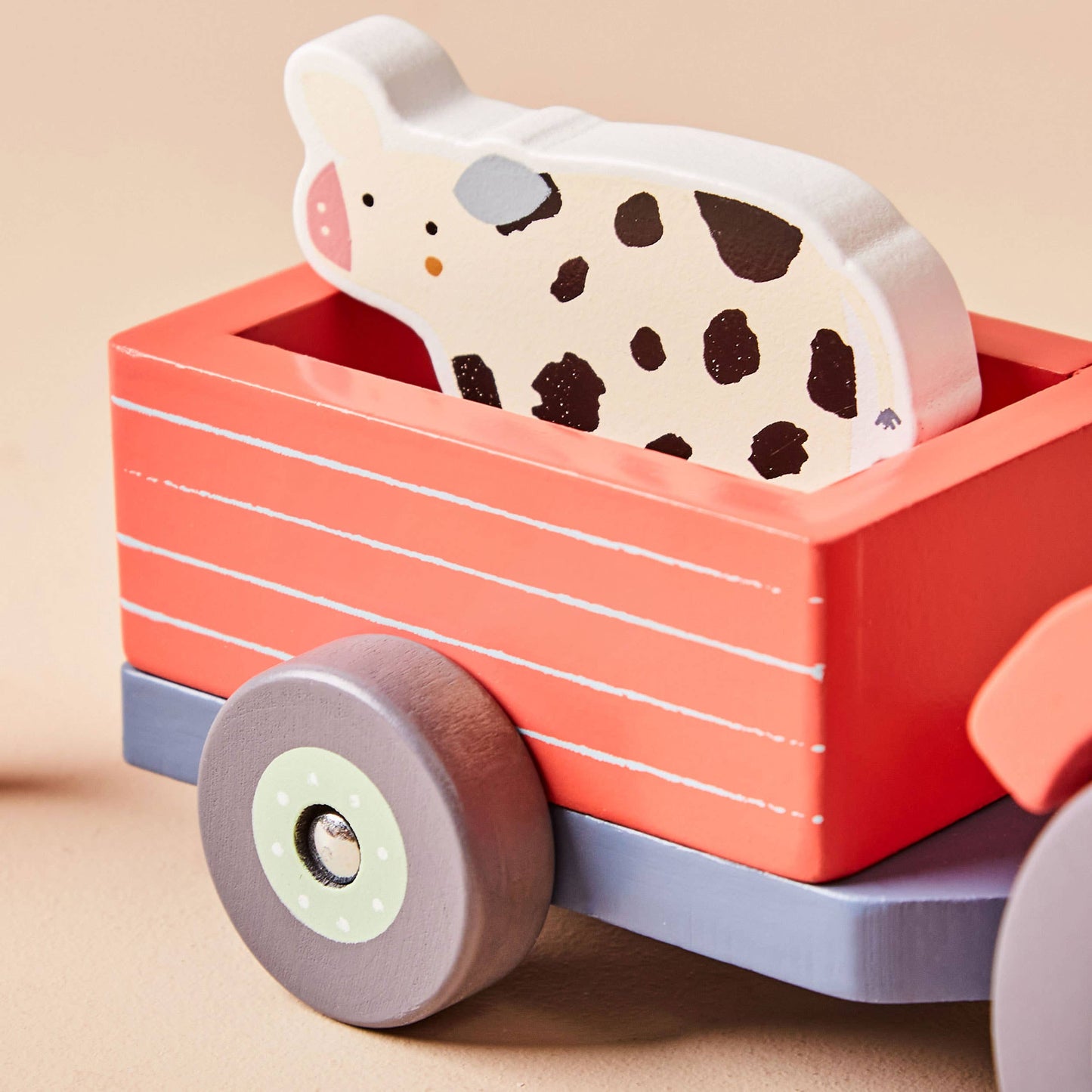 Personalised Wooden Tractor &amp; Animal Trailer Toy – FSC®-Certified Push-Along Farm Set for Toddlers (12 Months+)