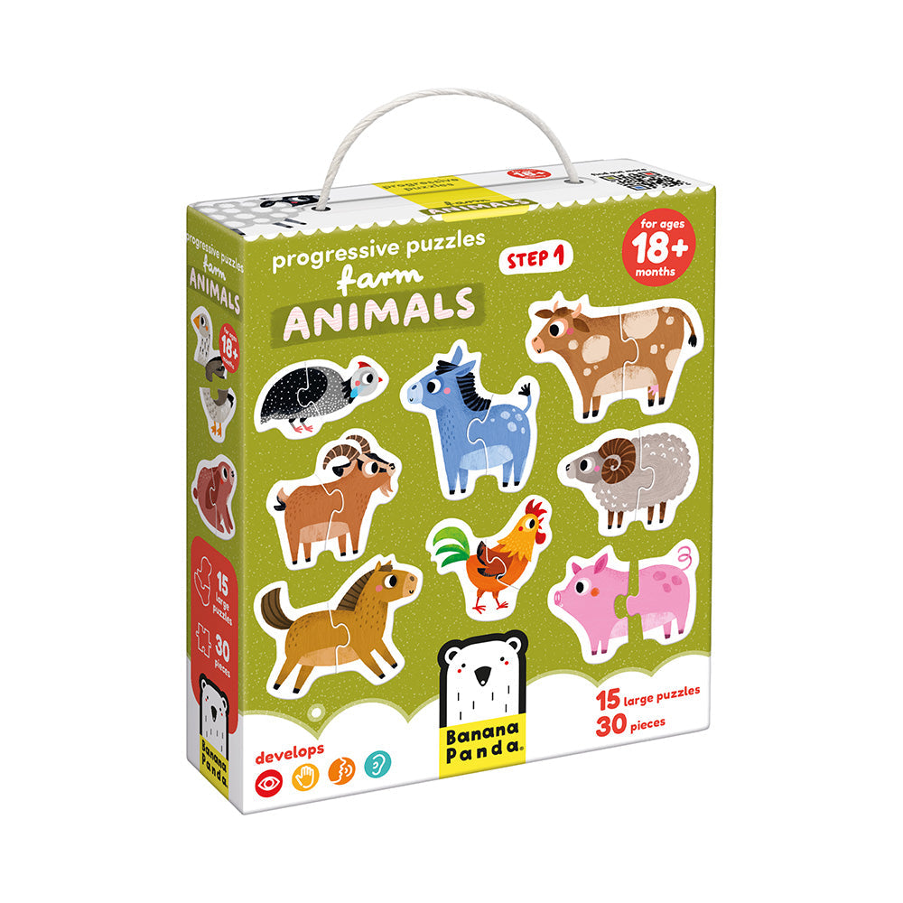Banana Panda Progressive Farm Animal Puzzles – Ages 18 Months+