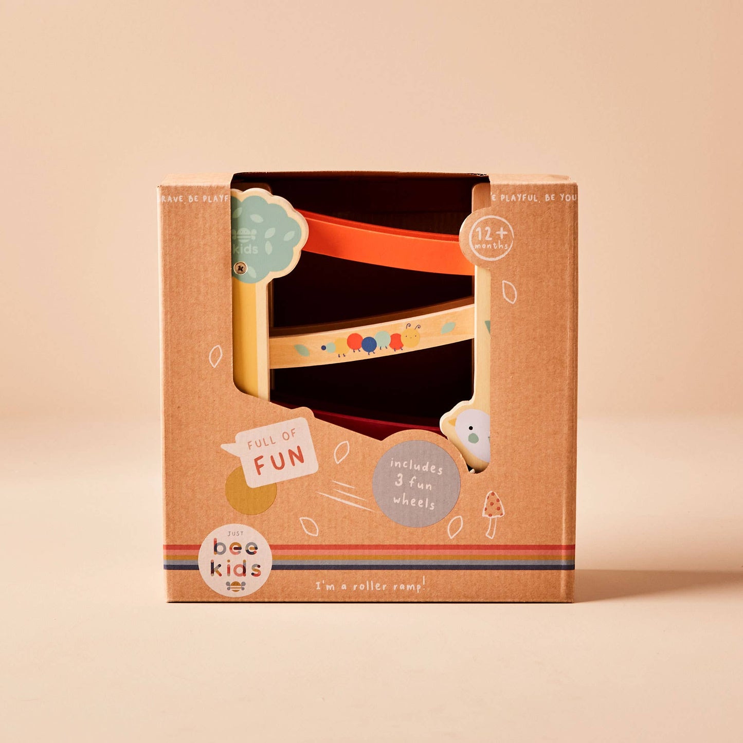 Just Bee Kids FSC® Wooden Garden Roller Ramp – Colourful Montessori Toy for Toddlers (12 Months+)