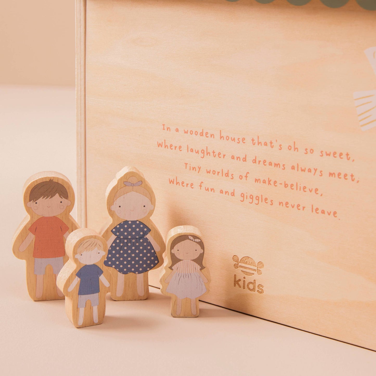Just Bee Kids Wooden Dolls House with Family Figurines (FSC)