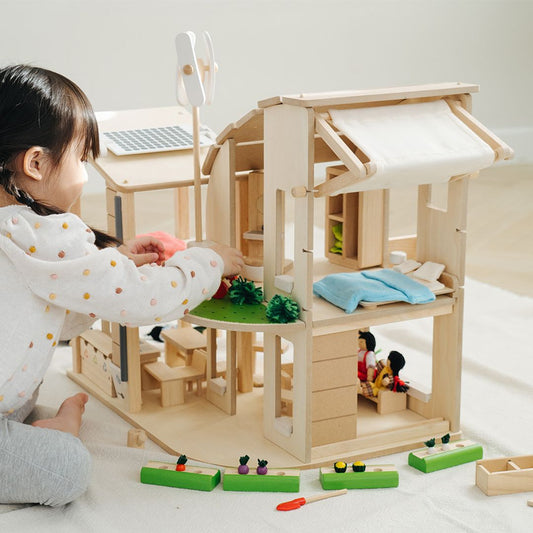Wooden Eco Dollhouse with Furniture | PlanToys – Mucky Wolf