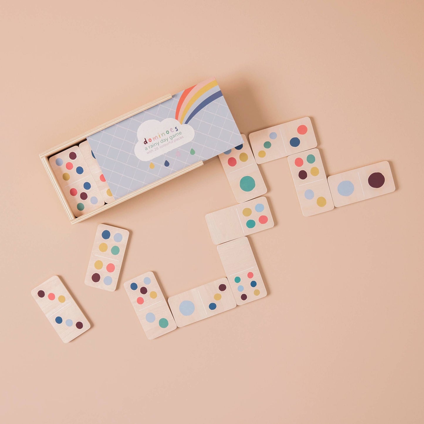 Rainbow Wooden Dominoes Set - Chunky FSC®-Certified Domino Game for Toddlers (18 Months+)