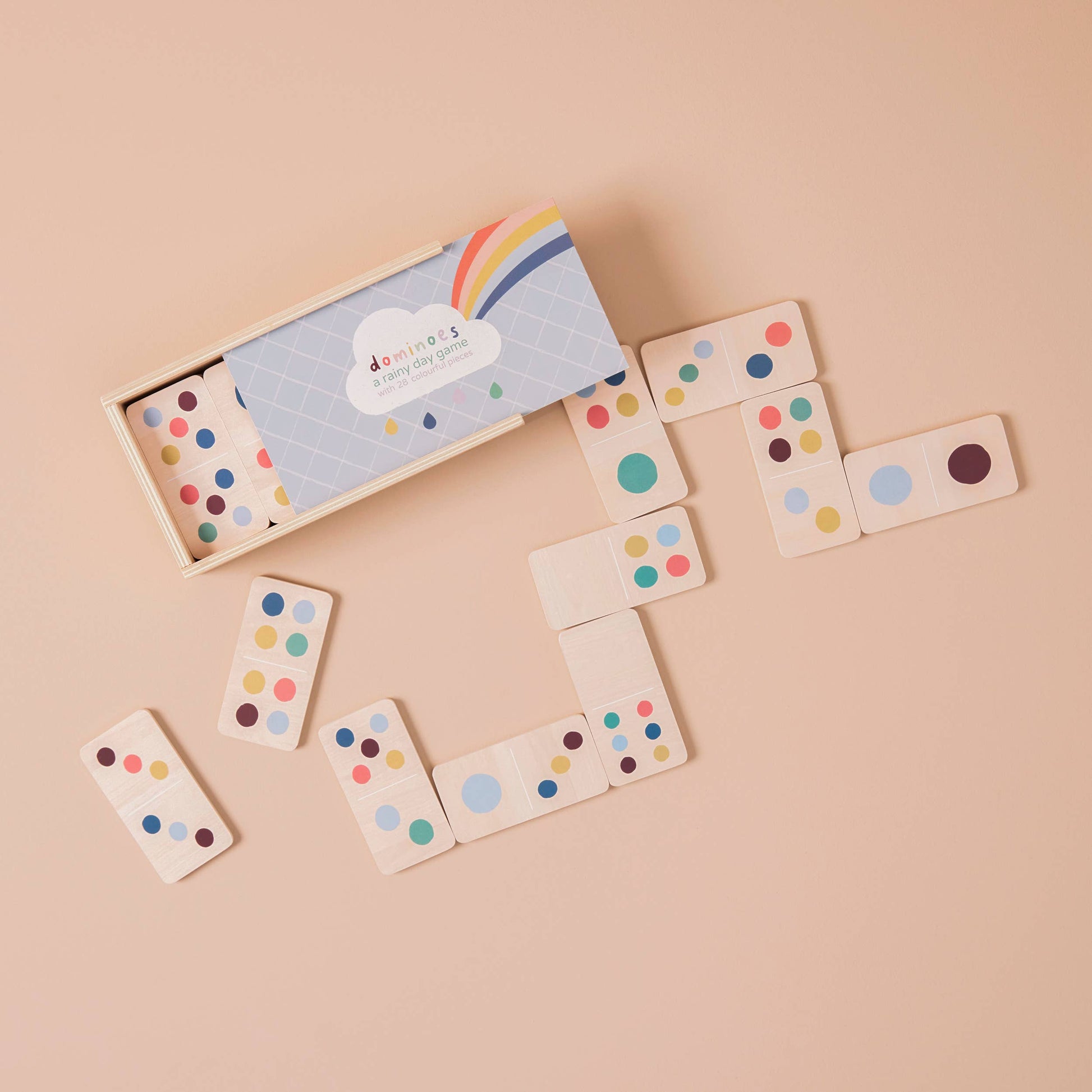 Rainbow Wooden Dominoes Set - Chunky FSC®-Certified Domino Game for Toddlers (18 Months+)