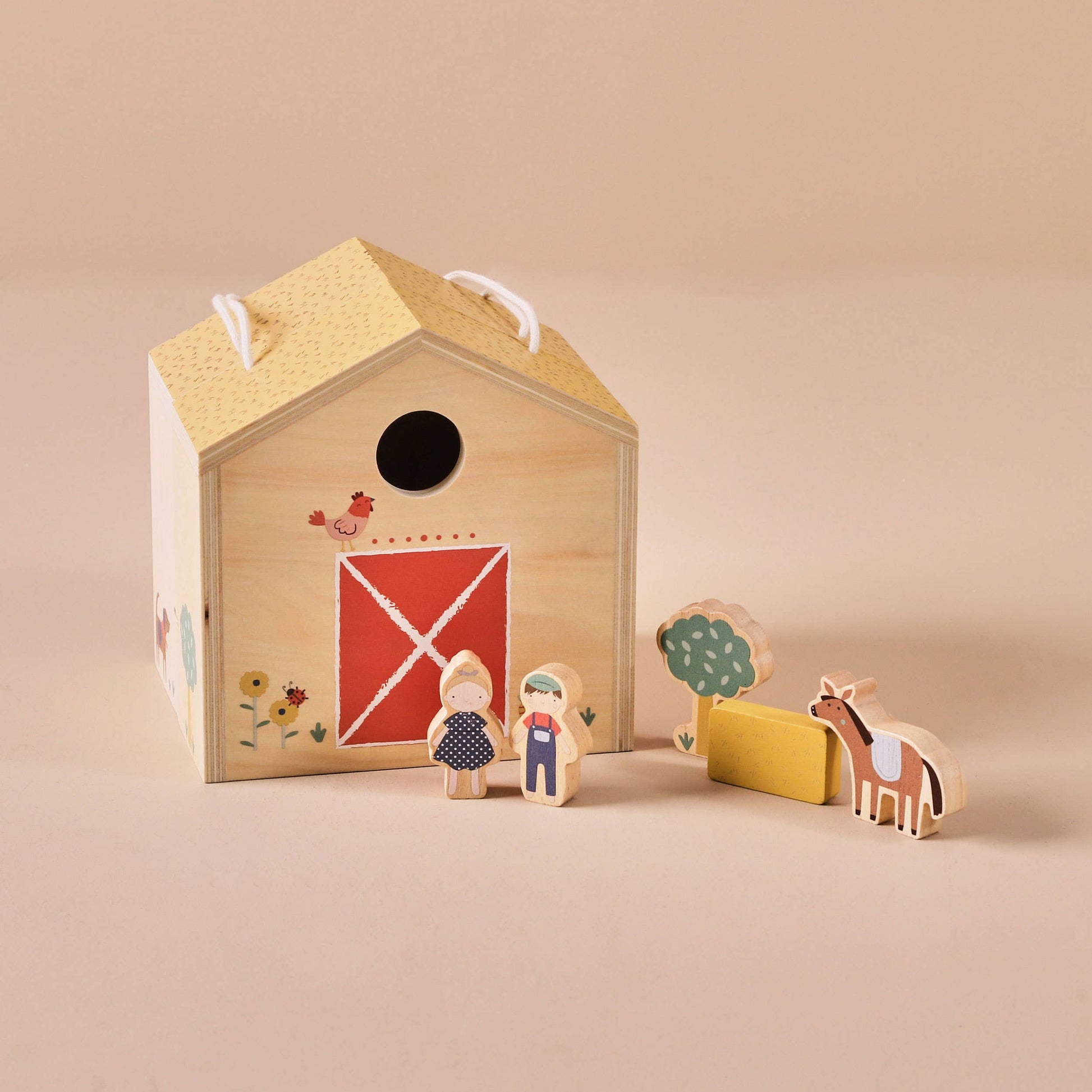 Just Bee Kids Wooden Farm Barn Playset with Characters | Mucky Wolf