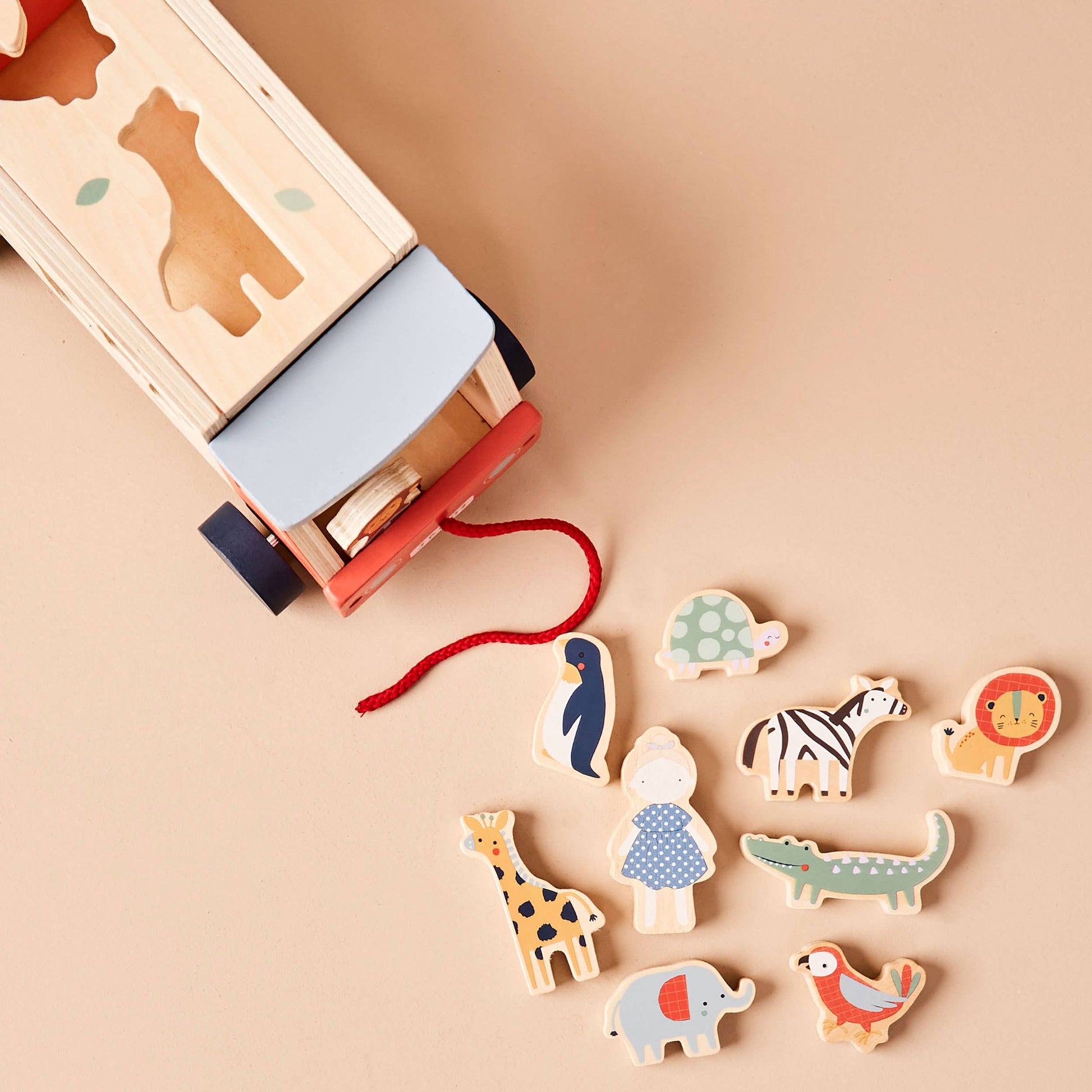 Safari Jeep Shape Sorter &amp; Pull-Along Toy – Wooden Animal Puzzle for Toddlers (12 Months+)