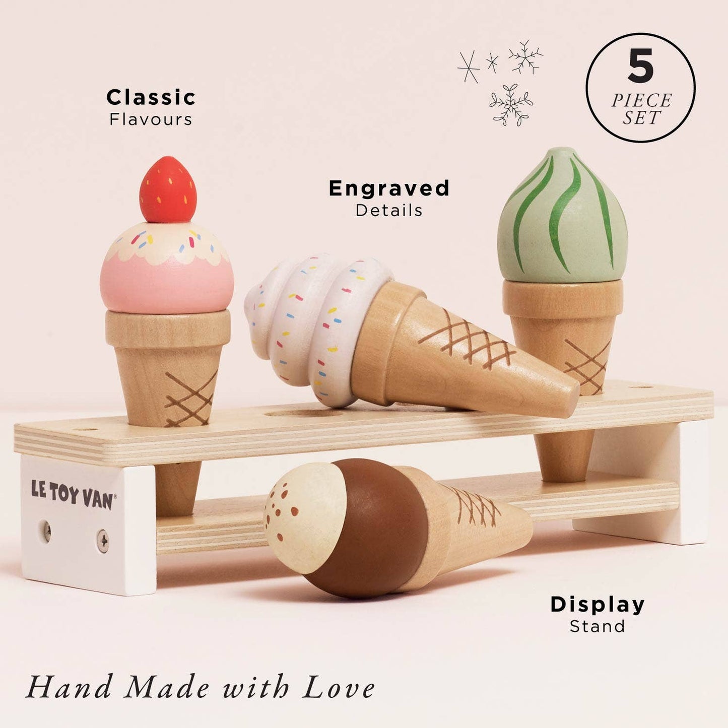 Wooden Ice Cream Cone & Stand Set – FSC® Certified Pretend Play Toy Le Toy Van