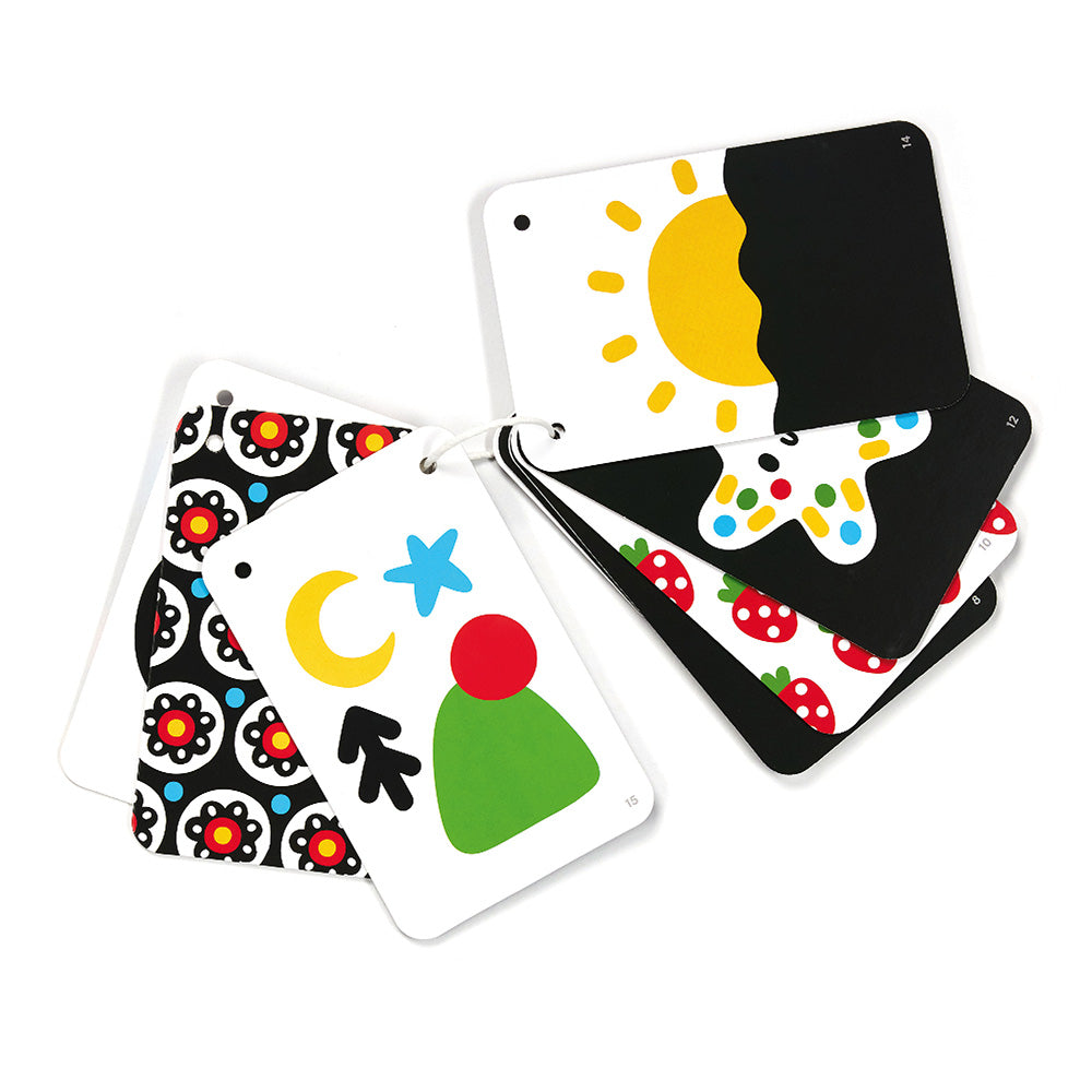 High Contrast Baby Sensory Cards on a String | Mucky Wolf