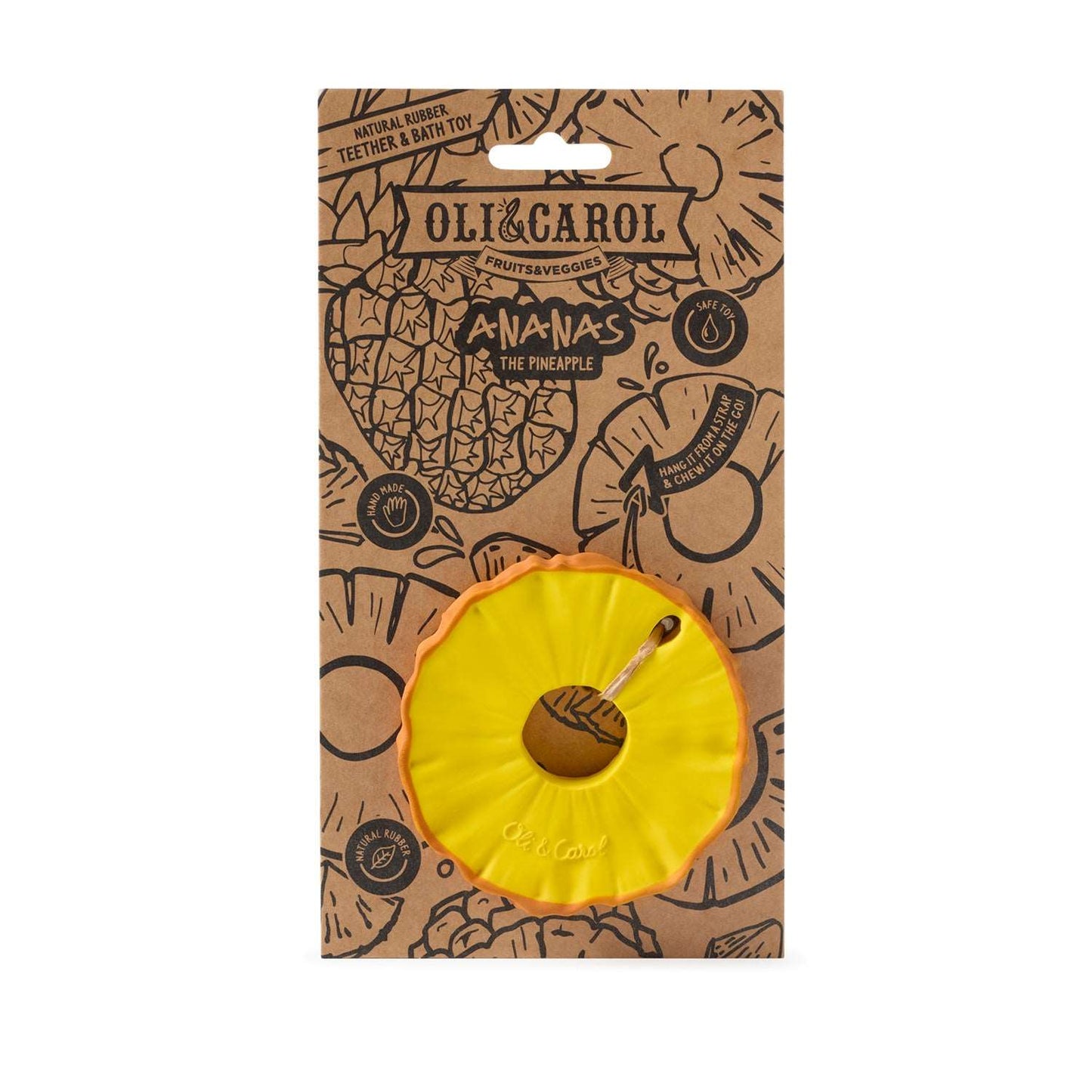 Natural Rubber Baby Teether & Bath Toy | Pineapple – Mucky Wolf