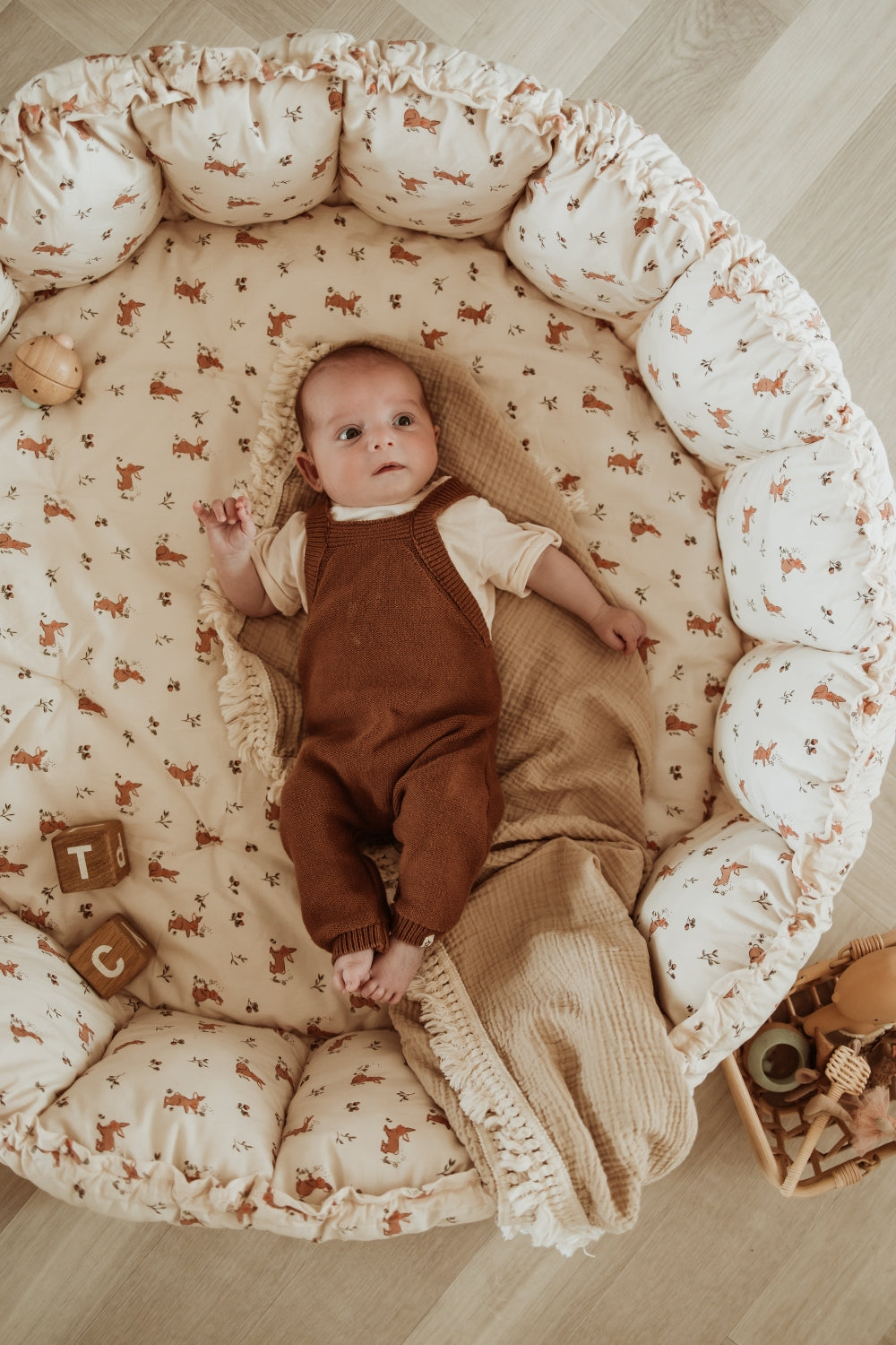 Soft Circle Organic Baby Playmat - Coco - Rabbit Pattern