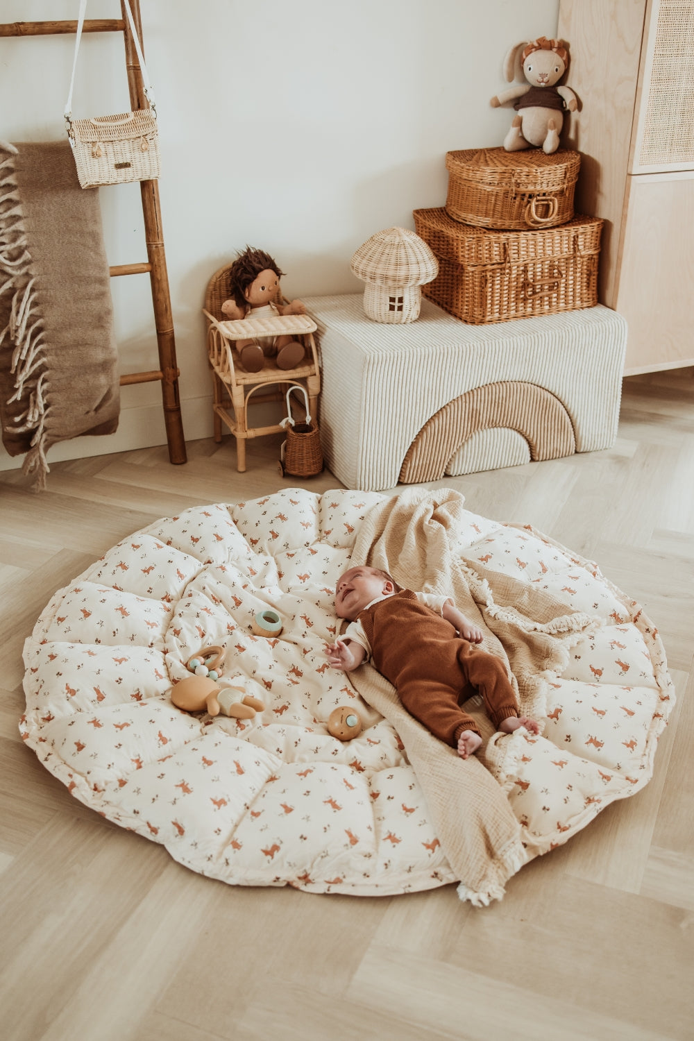Soft Circle Organic Baby Playmat - Coco - Rabbit Pattern