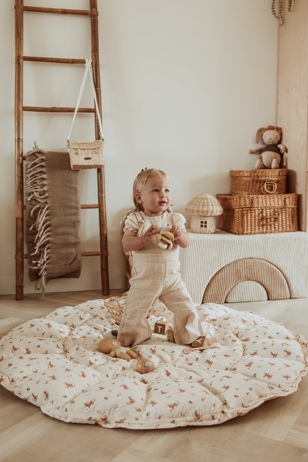 Soft Circle Organic Baby Playmat - Coco - Rabbit Pattern