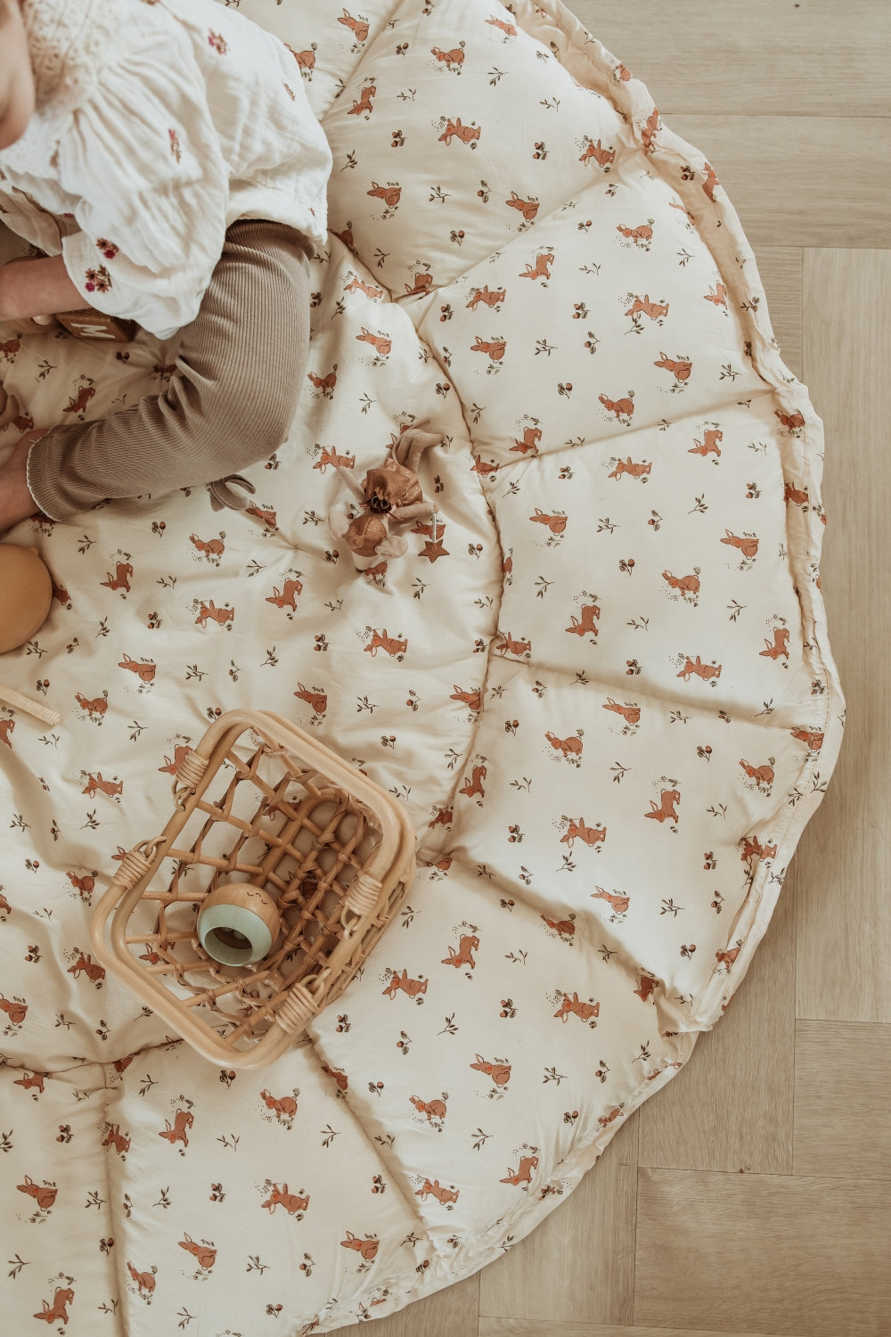 Soft Circle Organic Baby Playmat - Coco - Rabbit Pattern