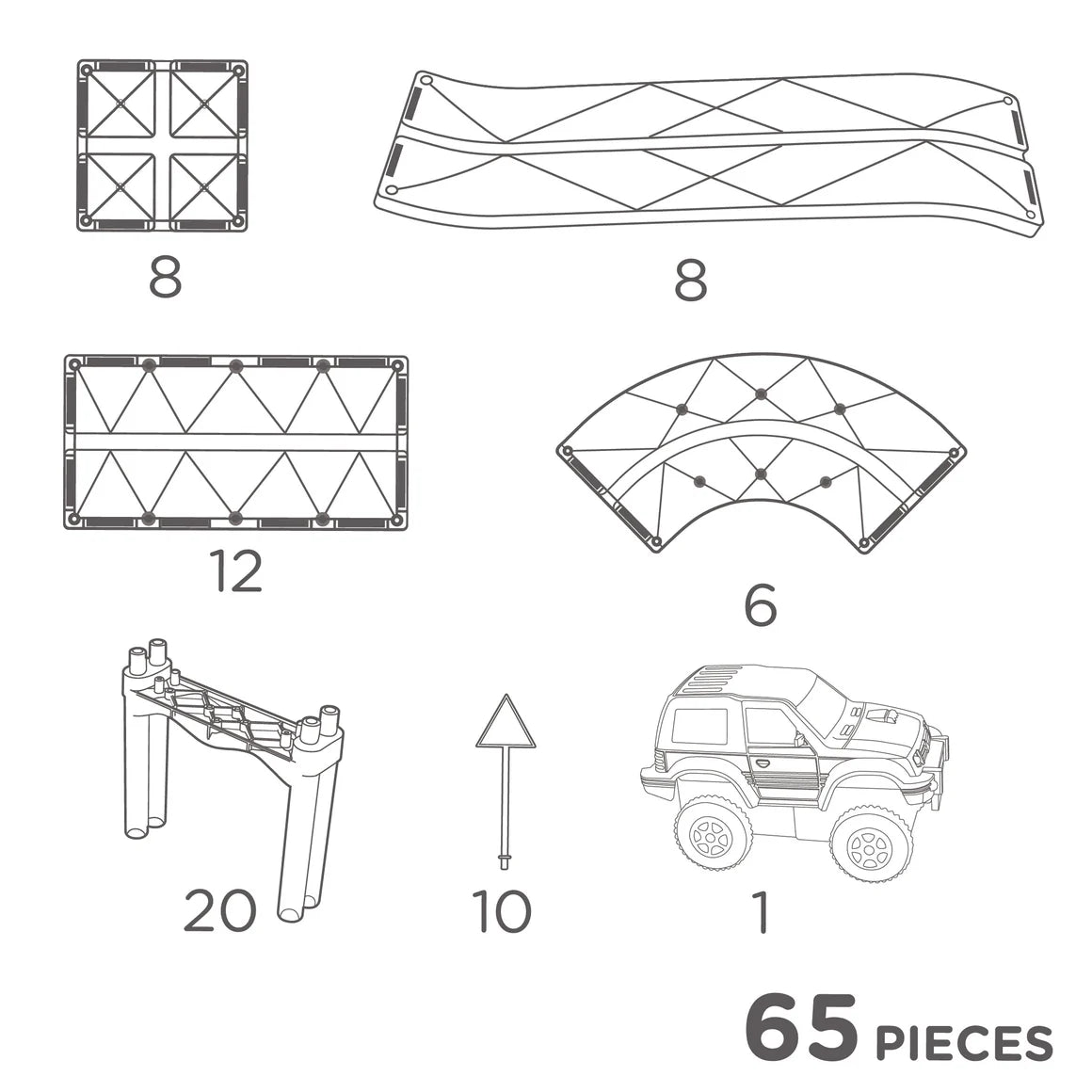 Cleverclixx 65-Piece Race Track Pack – Endless Building Fun for 3 year old