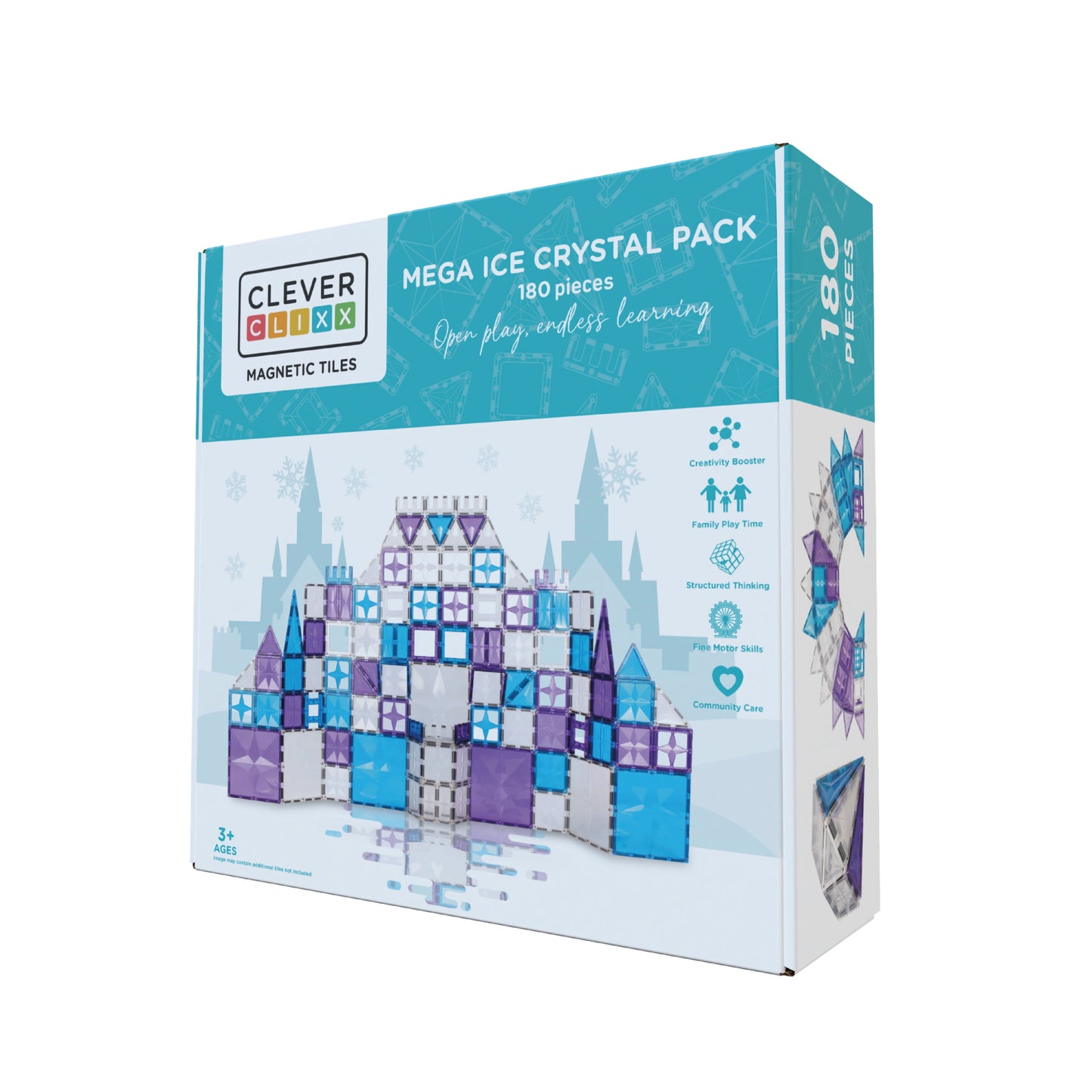 Cleverclixx Magnetic Tiles  Mega Ice Crystal Pack