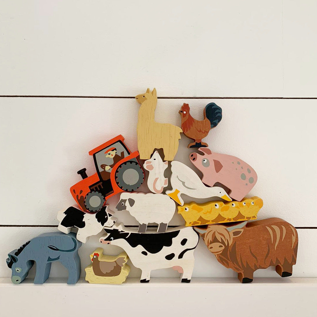 13 Farmyard Animals Shelf Set - Wooden Farm Toys | Tender Leaf Toys