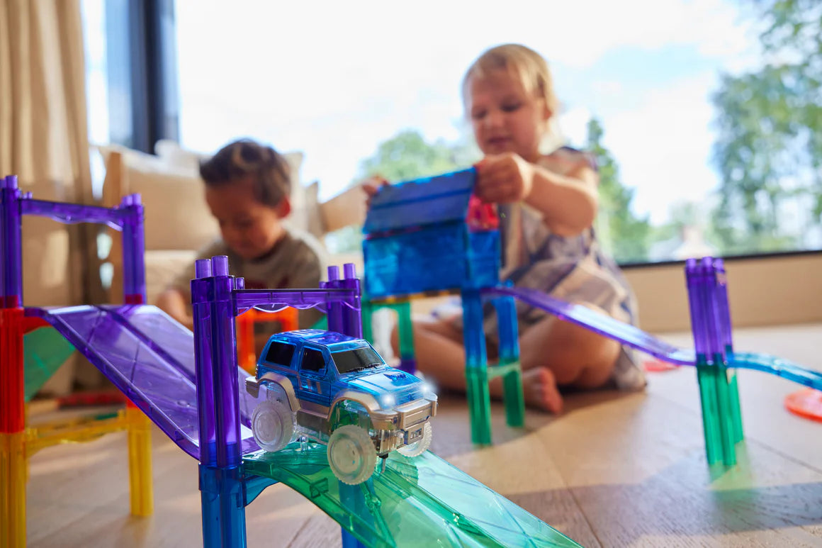 Cleverclixx 65-Piece Race Track Pack – Endless Building Fun for 3 year old