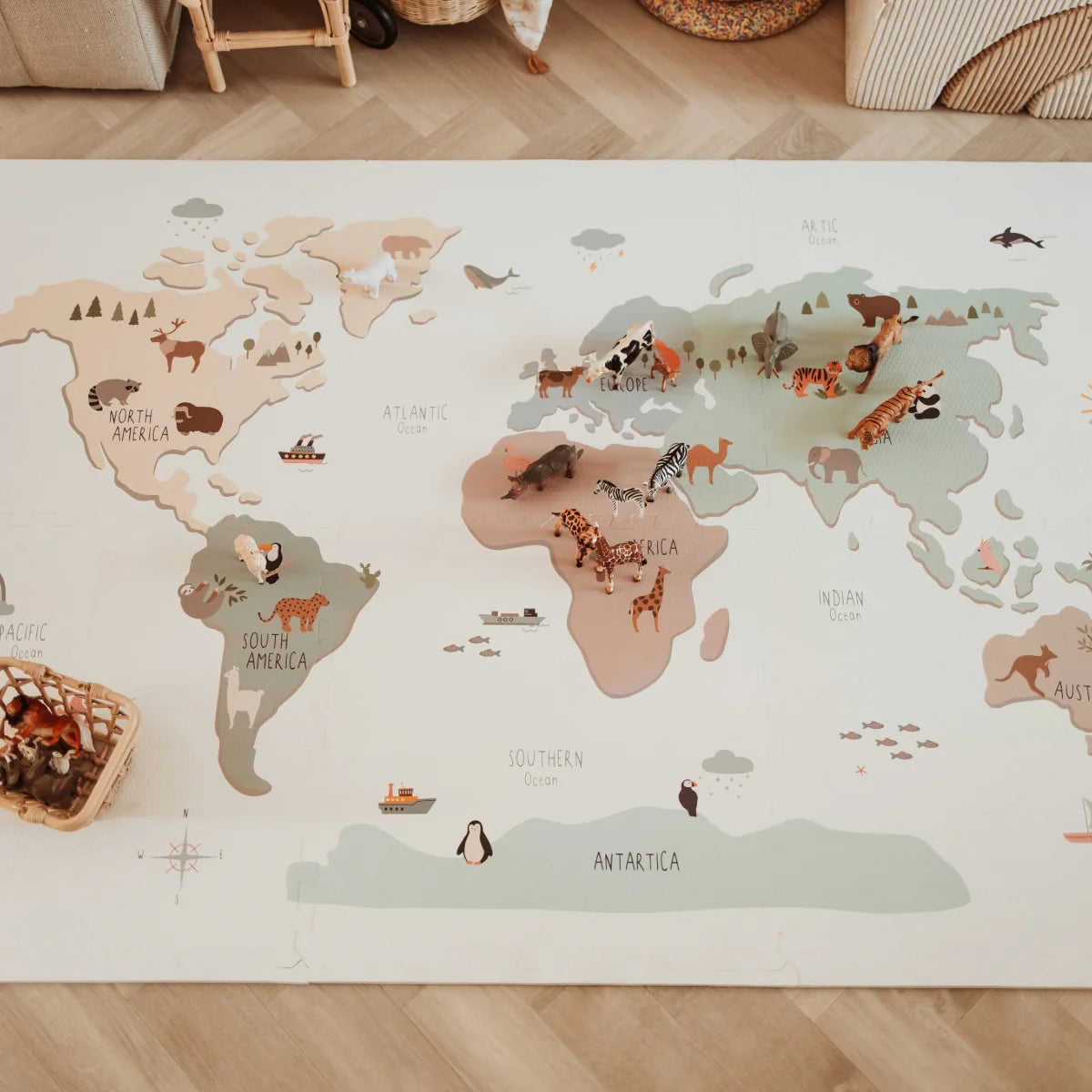 Tiloo World Map Playmat | Foam Toy Storage | Mucky Wolf