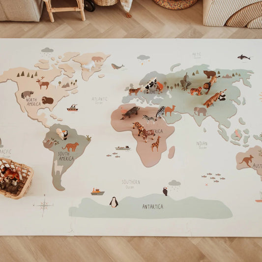 Tiloo World Map Playmat | Foam Toy Storage | Mucky Wolf