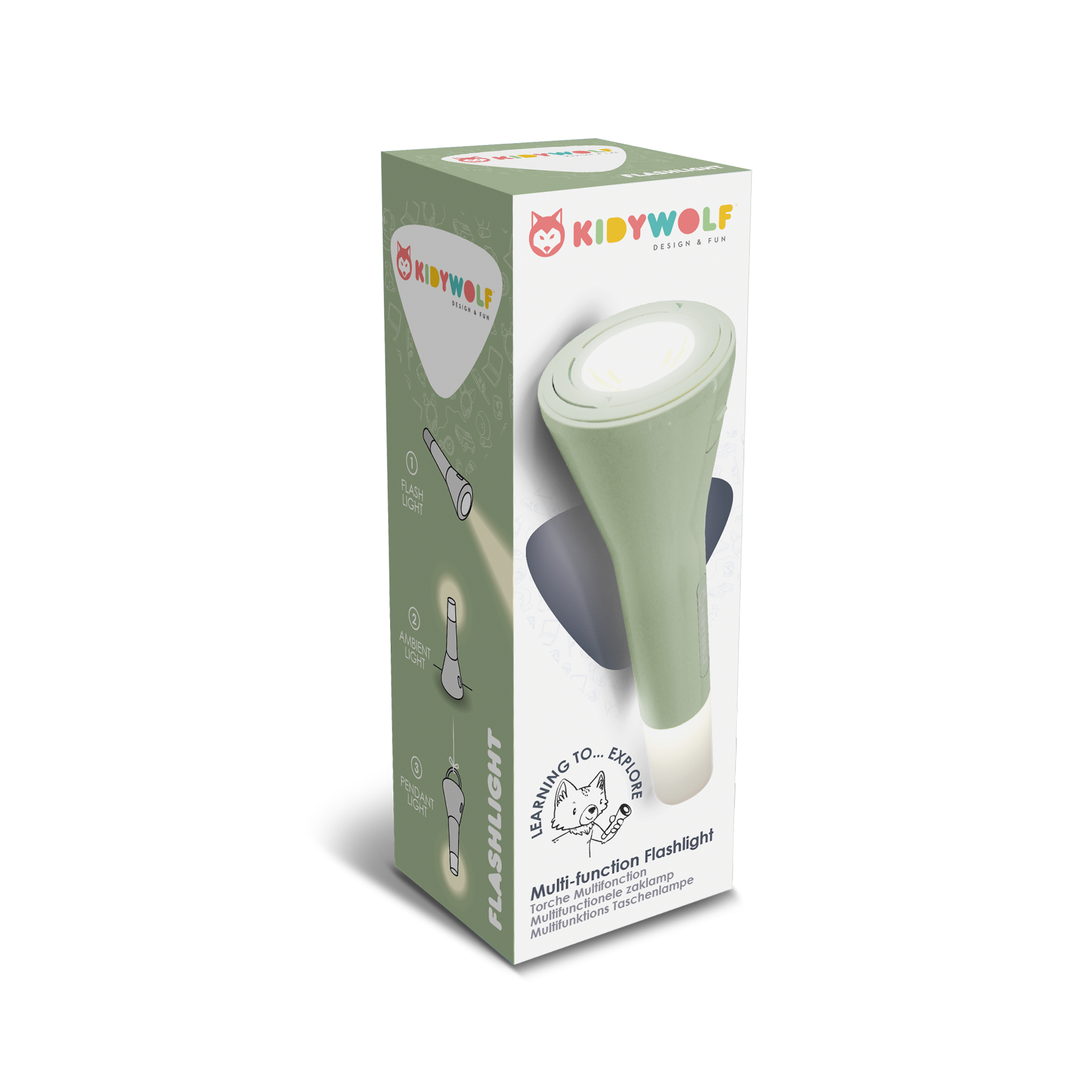KIDYFLASHLIGHT Kids Torch | Green | Rechargeable | Ages 4+