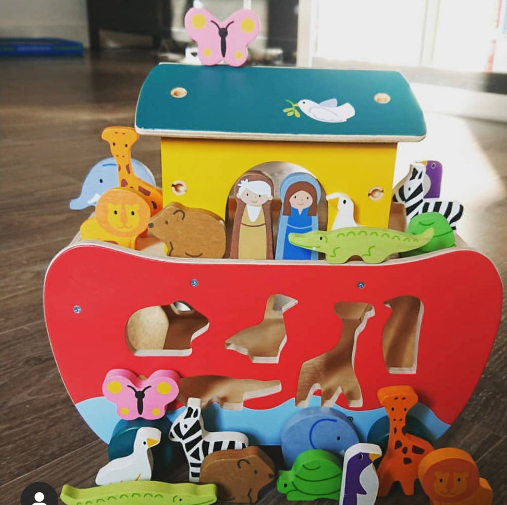Noah's Ark Shape Sorter on Wheels | Wooden Animal Toy | Tender Leaf Toys