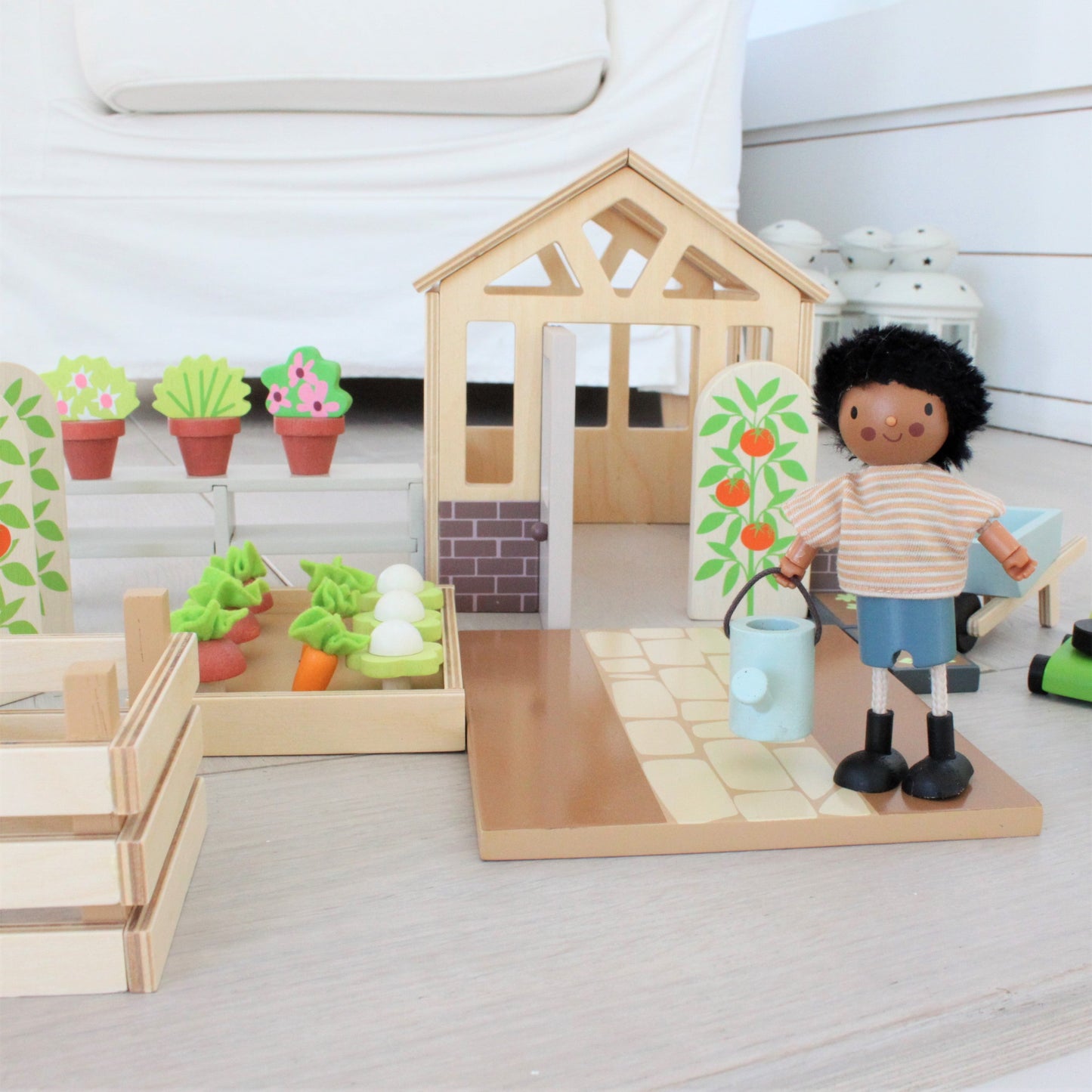 Wooden Greenhouse and Garden Set | Tender Leaf Toys | Mucky Wolf