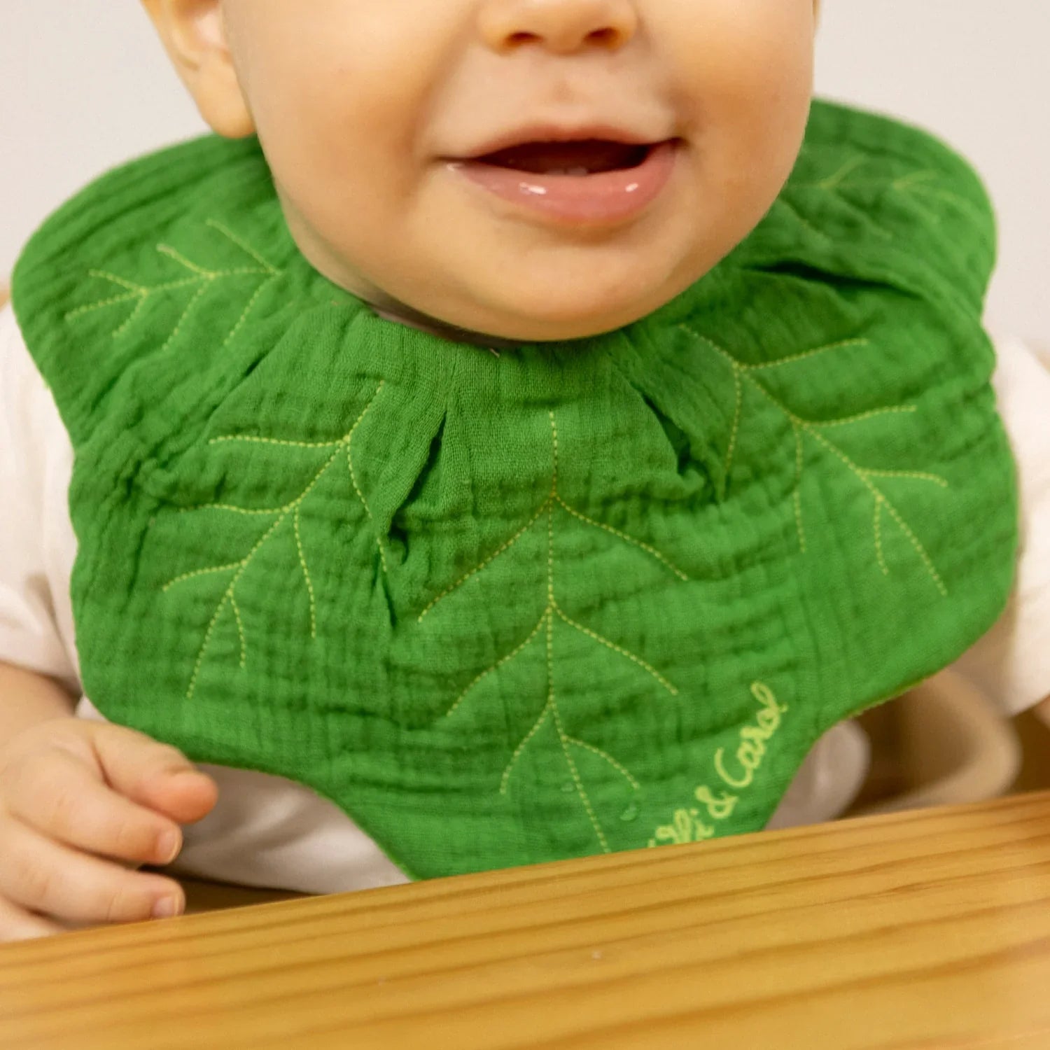 Organic Cotton Baby Feeding Bib | Kendall the Kale | Oli & Carol