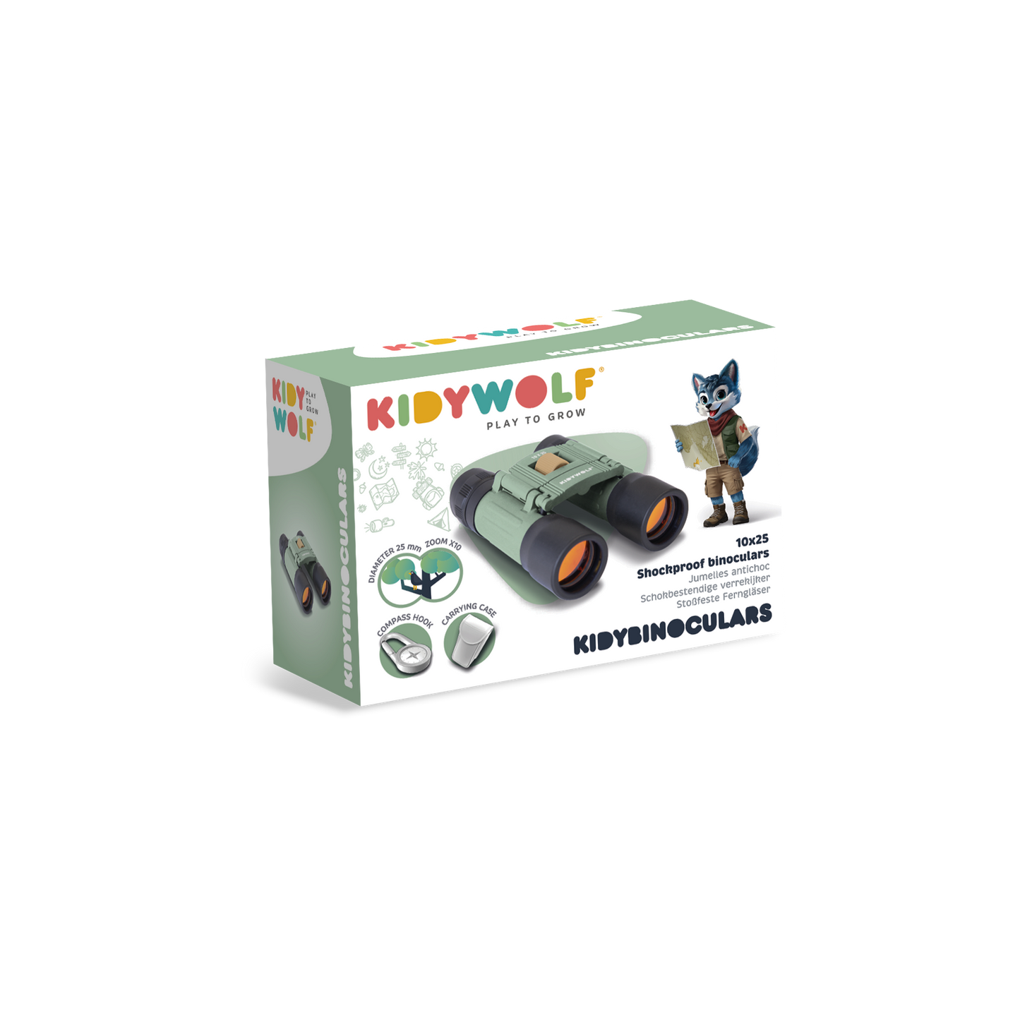 KIDYBINOCULARS Kids Binoculars Green | Mucky Wolf