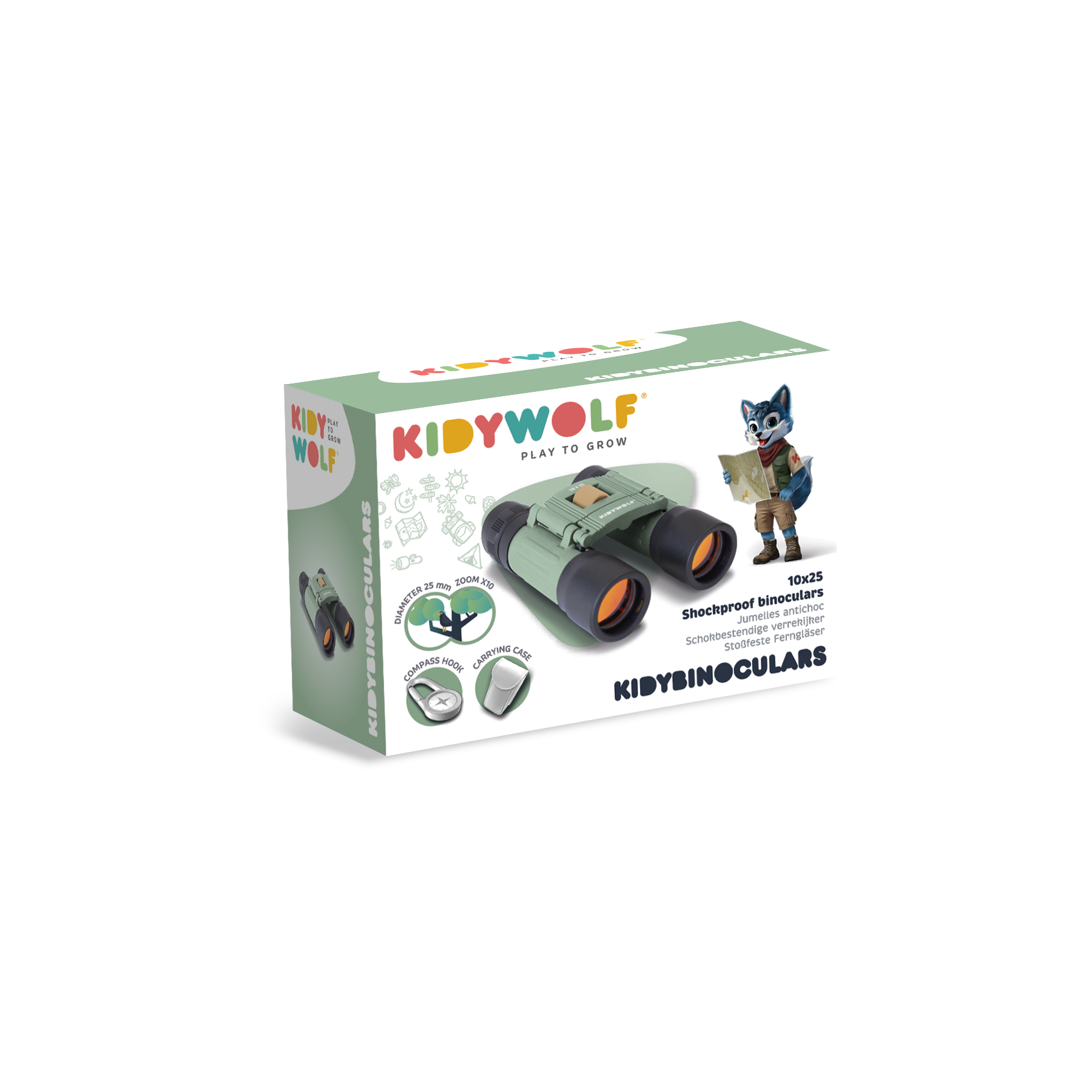 KIDYBINOCULARS Kids Binoculars Green | Mucky Wolf