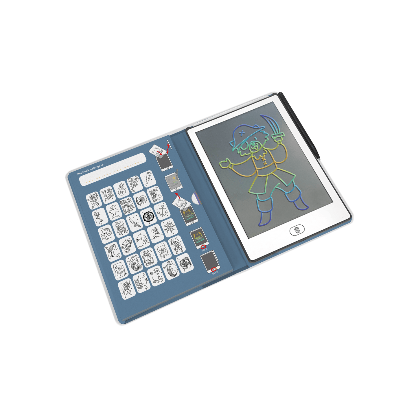 KIDYDRAW MINI LCD Drawing Tablet | Ocean & Pirate Tracing Toy for Kids 5+