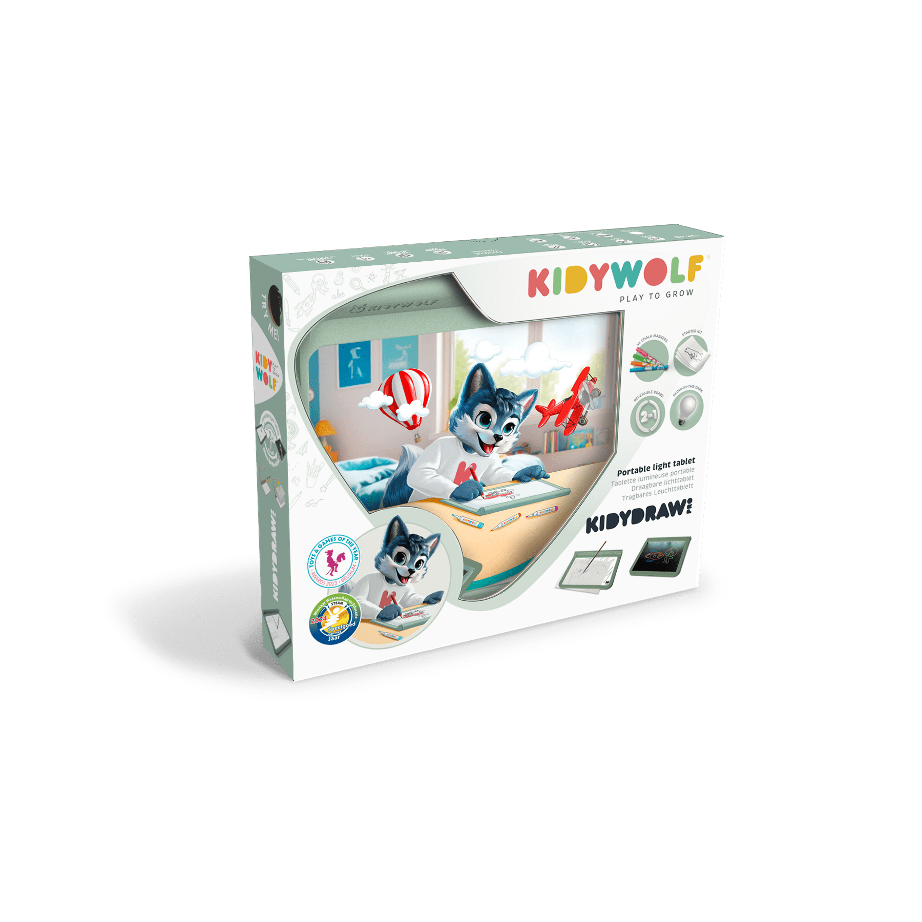 KIDYDRAW PRO Light-Up Drawing Tablet for Kids | KIDYWOLF | Mucky Wolf
