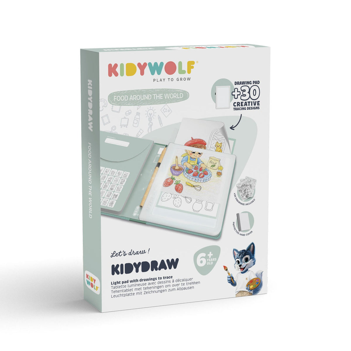KIDYWOLF KIDYDRAW PAD Light-Up Drawing Pad – Food Around the World