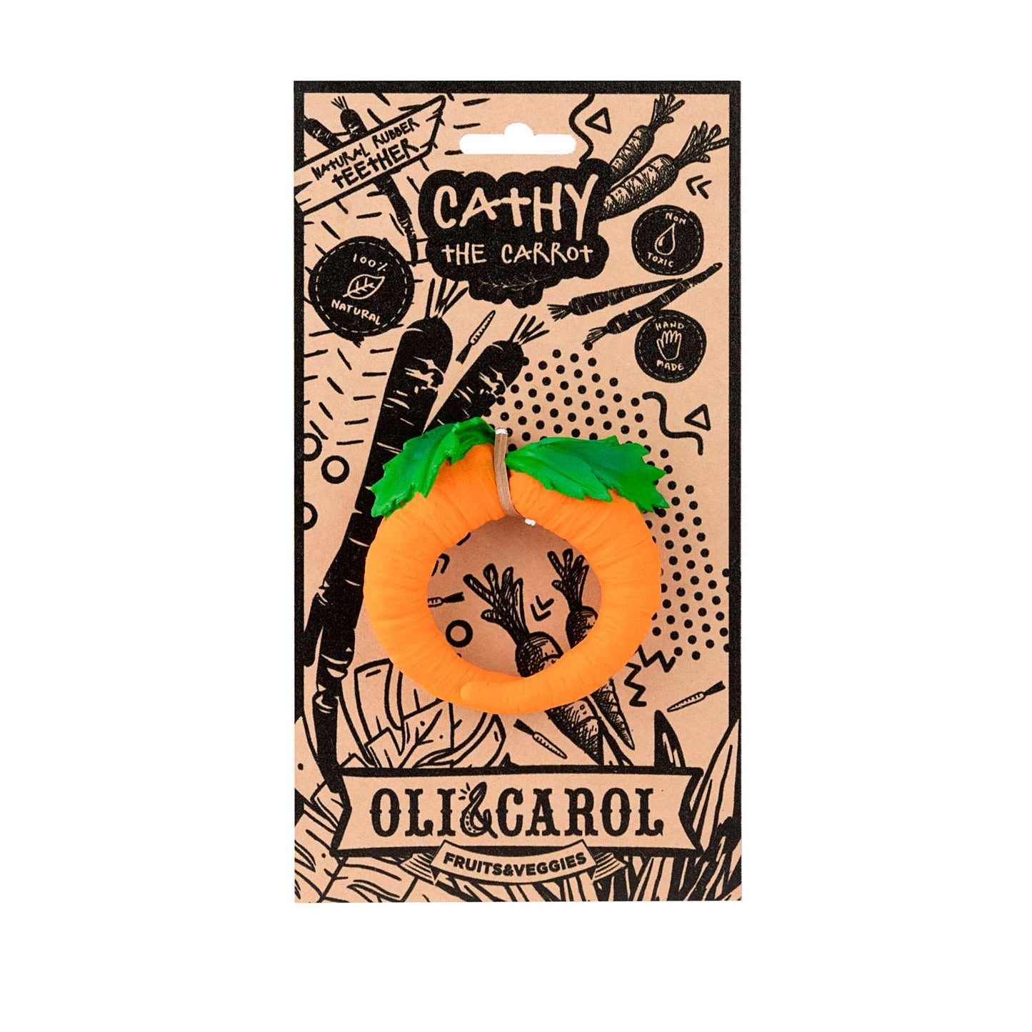 Natural Rubber Baby Teether & Bath Toy | Carrot – Mucky Wolf