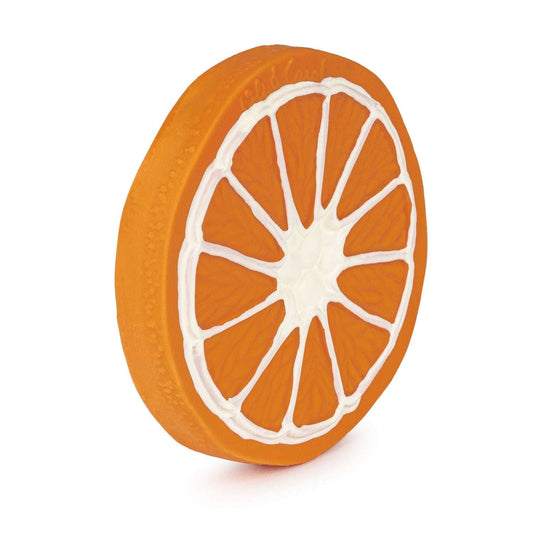 Orange slice-shaped object on a white background