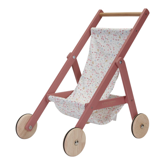 Little Dutch Wooden Dolls Stroller - Flowers &amp; Butterflies