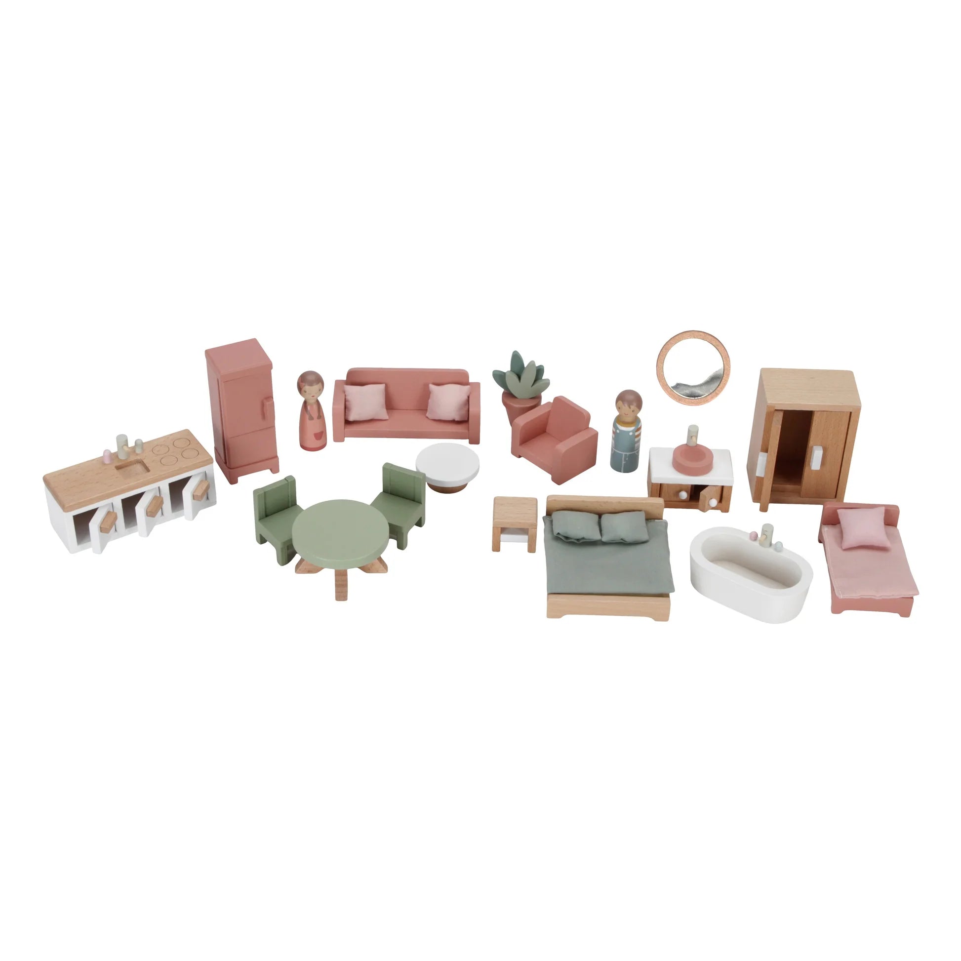 Little Dutch Wooden Dolls House – Traditional White with Pink Roof