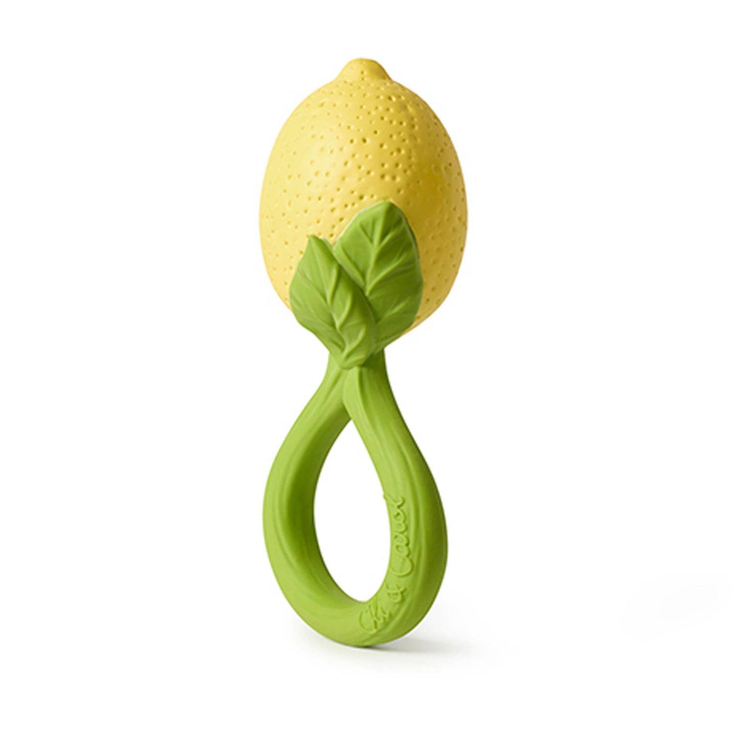 Natural Rubber Baby Rattle & Teether | Oli & Carol Lemon | Mucky Wolf