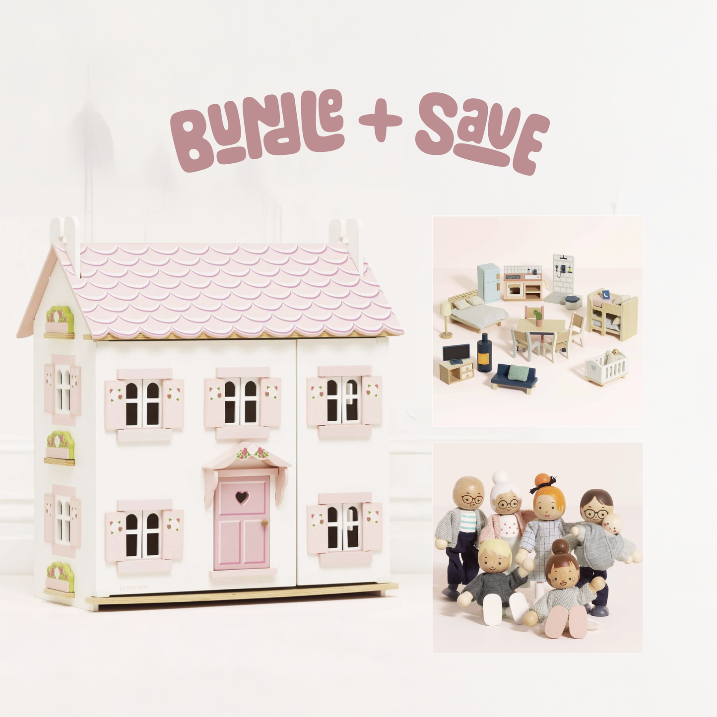 Le Toy Van Sophie Doll's House Furniture & Doll Family Complete Bundle