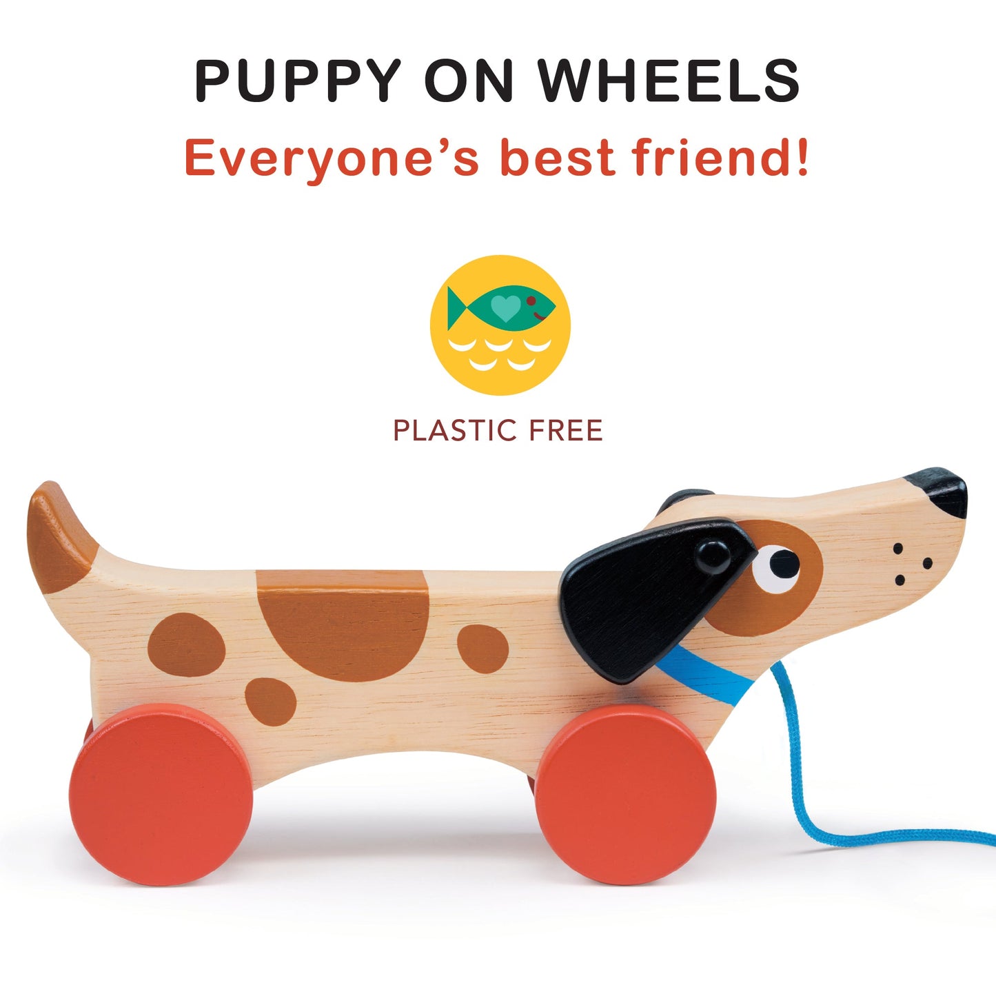  Wooden Puppy Pull Along Toy for Toddlers | Mucky Wolf