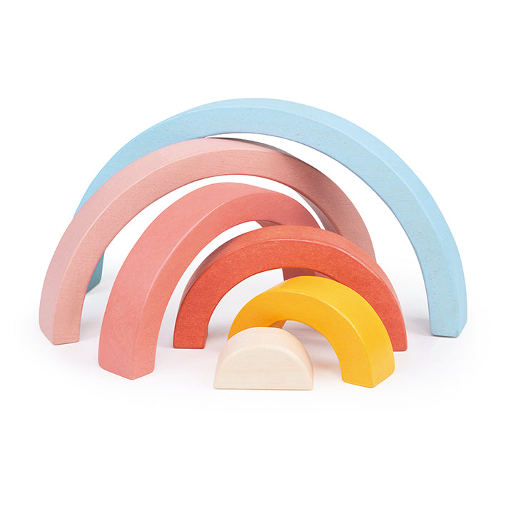 Wooden Rainbow Stacking Toy | Mentari Sunset Tunnel | Mucky Wolf