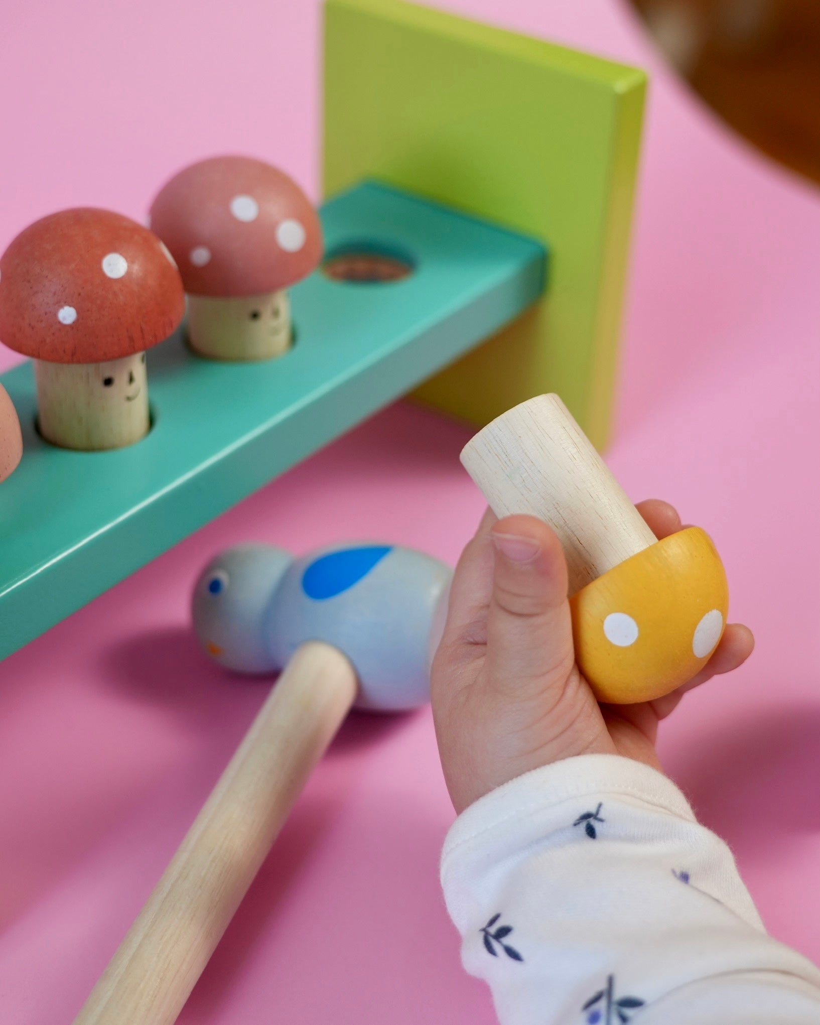 Mentari Woodland Hammer Toy | Wooden Pounding Bench for Toddlers 18m+