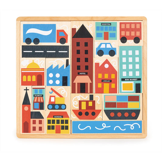 Town Wooden Puzzle for Ages 3+ | Mentari 