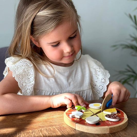 Wooden Play Pizza Toy | Mentari | Mucky Wolf