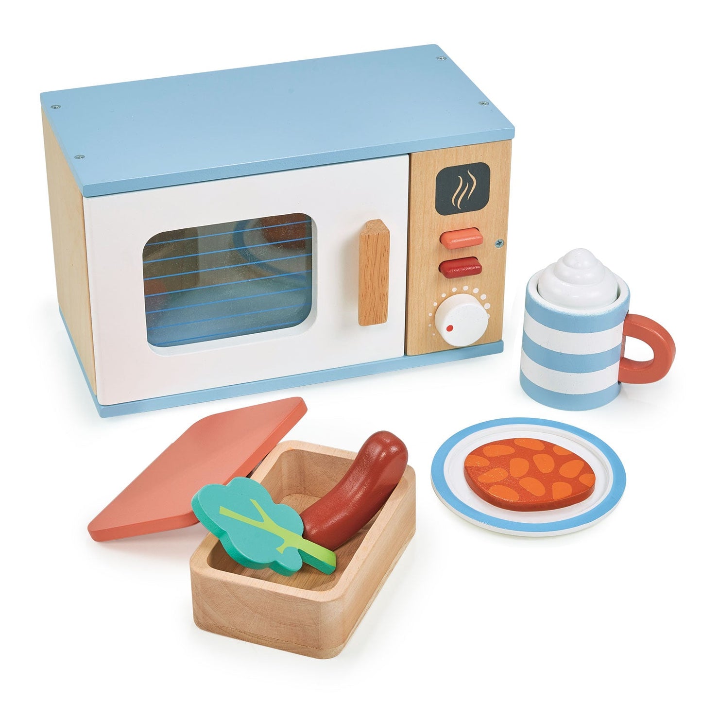 Wooden Toy Microwave Pretend Play Set | Mentari 