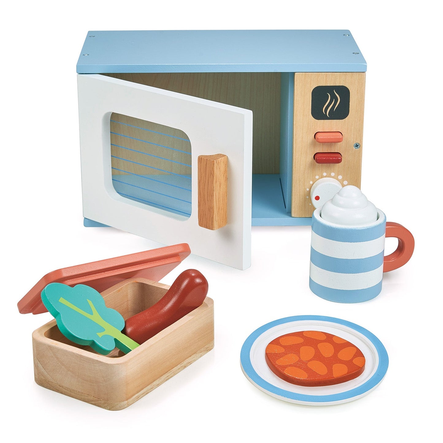 Wooden Toy Microwave Pretend Play Set | Mentari 