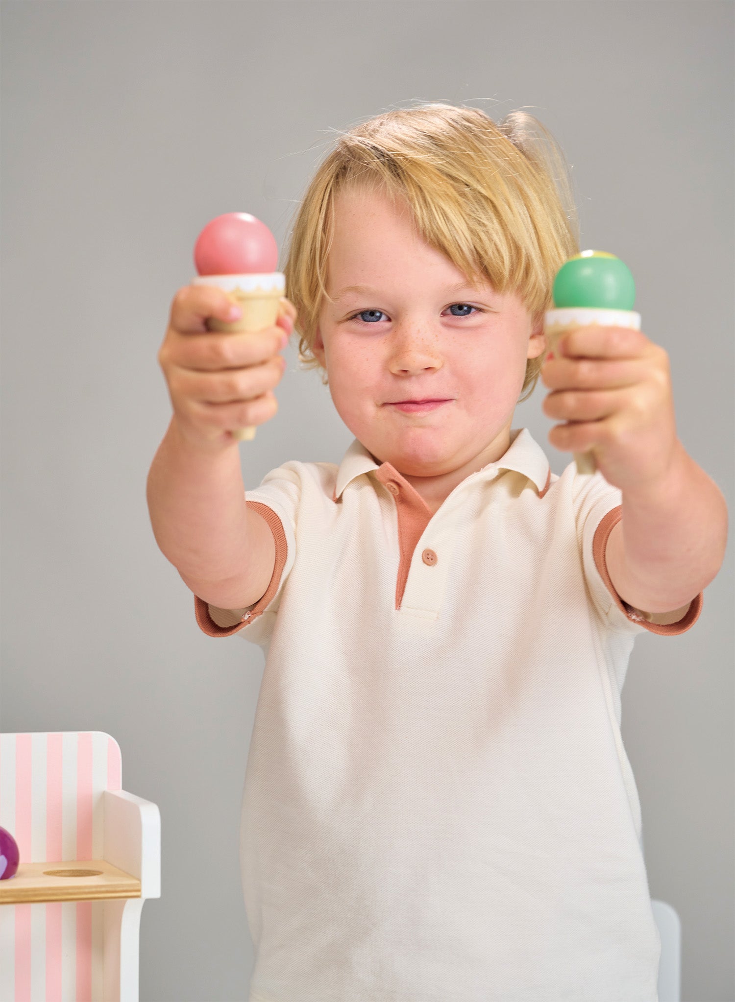 Wooden Ice Cream Shop Toy With Cones & Scoops