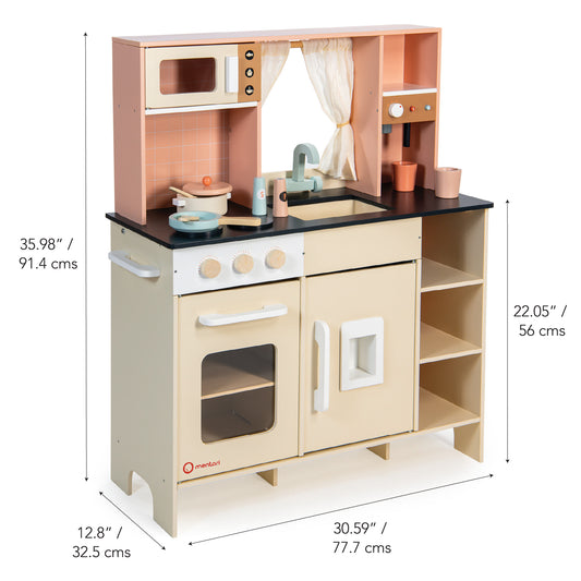Wooden Toy Kitchen Playset – Realistic Pretend Play for Kids Aged 3+