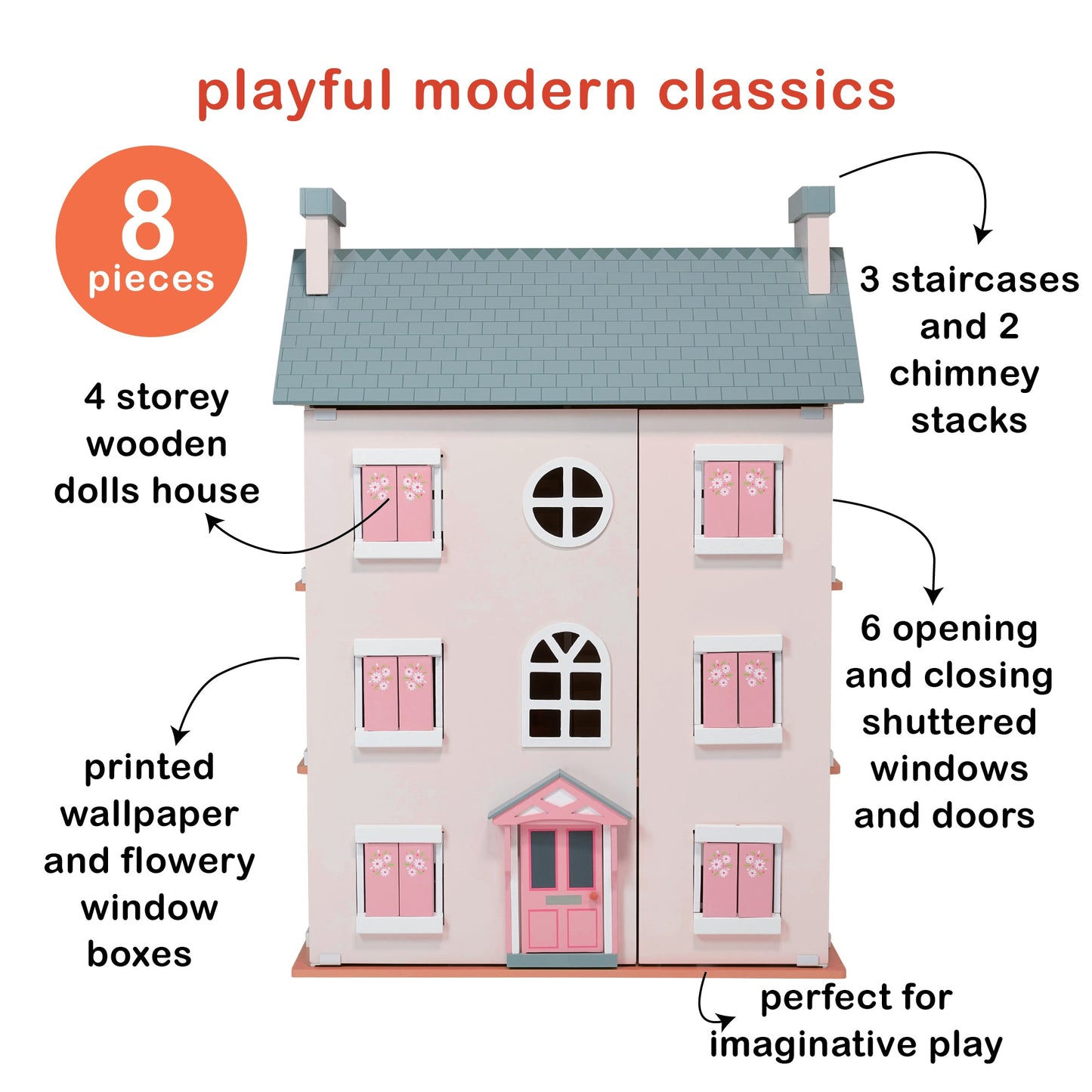 Large Pink Dolls House - Heather Hall