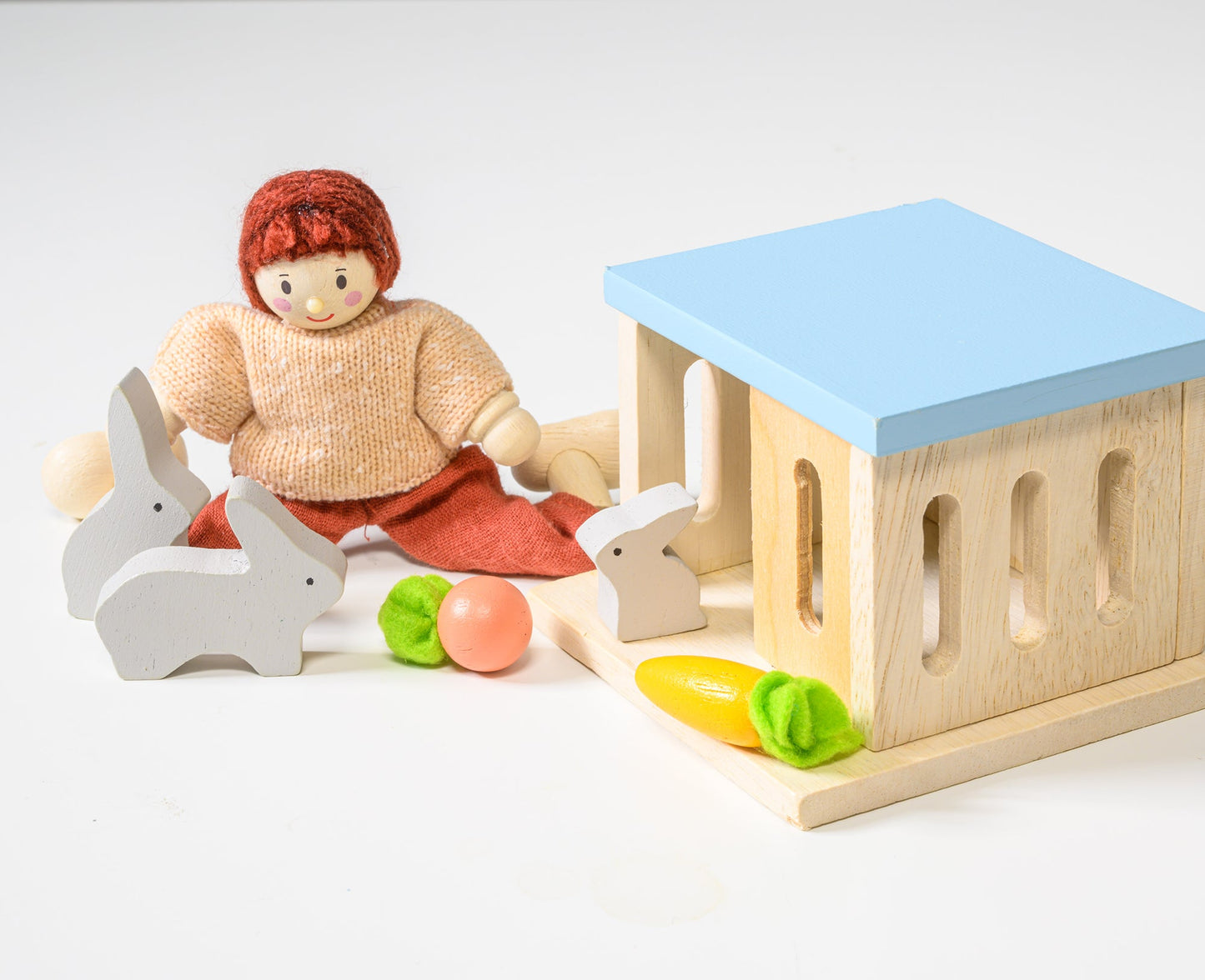 Wooden Rabbit Hutch Pet Set - Dolls House Accessory